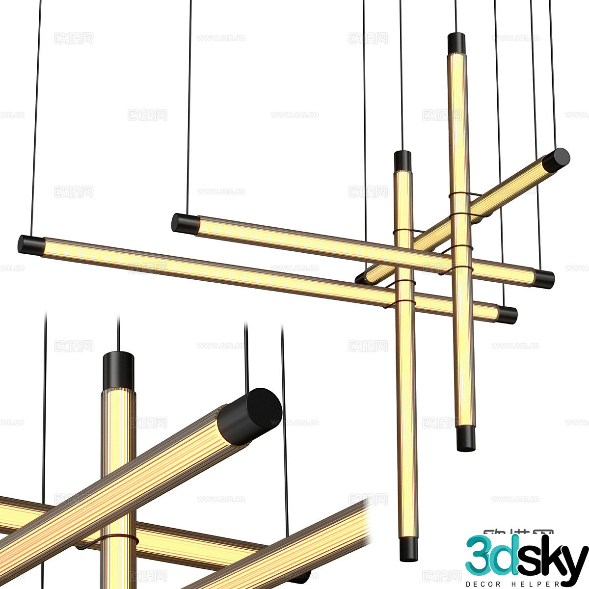 New Chinese style decorative chandelier 3D model