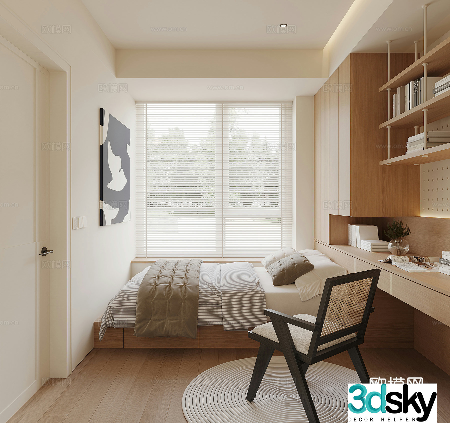 Modern tatami bedroom 3d model