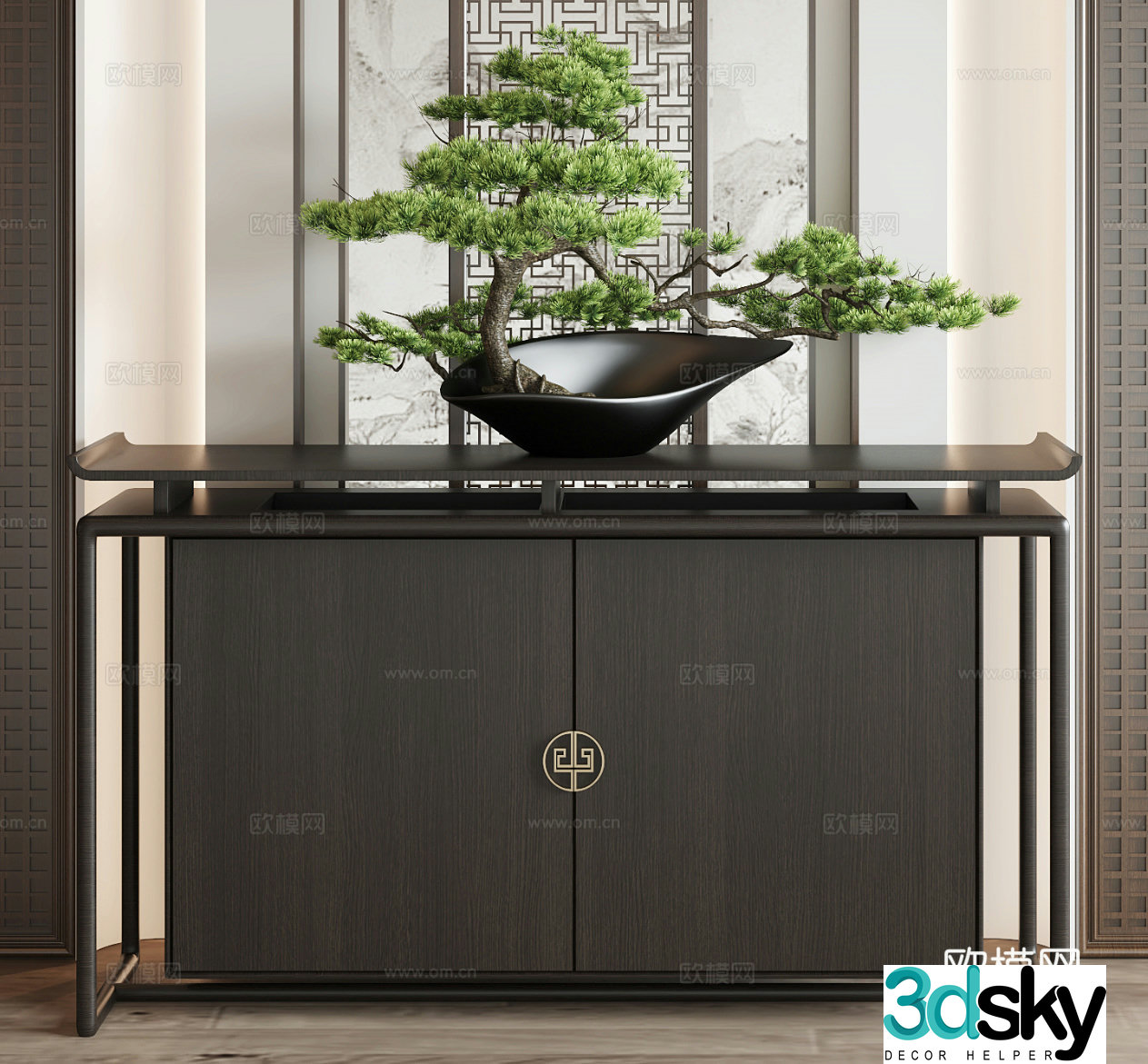 New Chinese style porch cabinet side cabinet 3D model