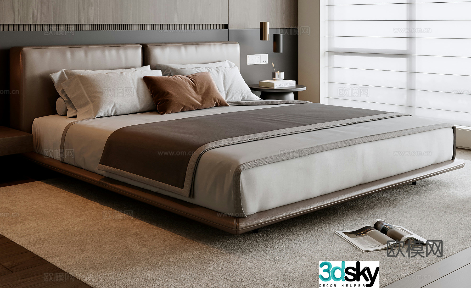 Italian double bed 3d model