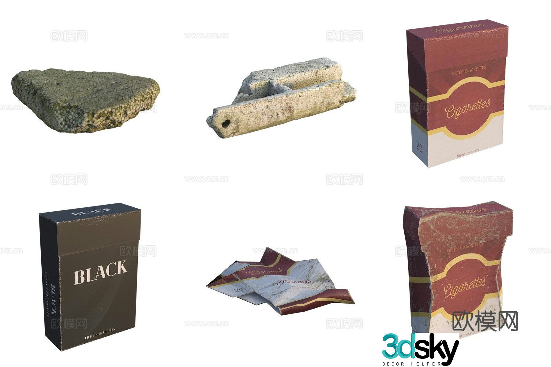 Garbage foam cigarette box 3d model