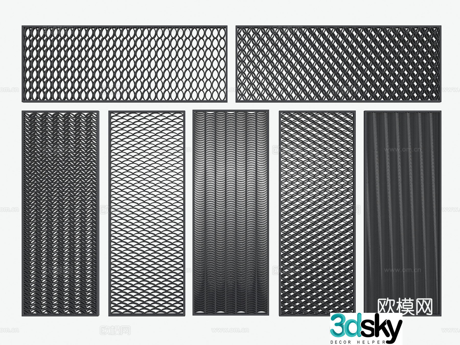 Modern tile wall tile partition tile background wall Chinese background wall tile hollow wall 3D model