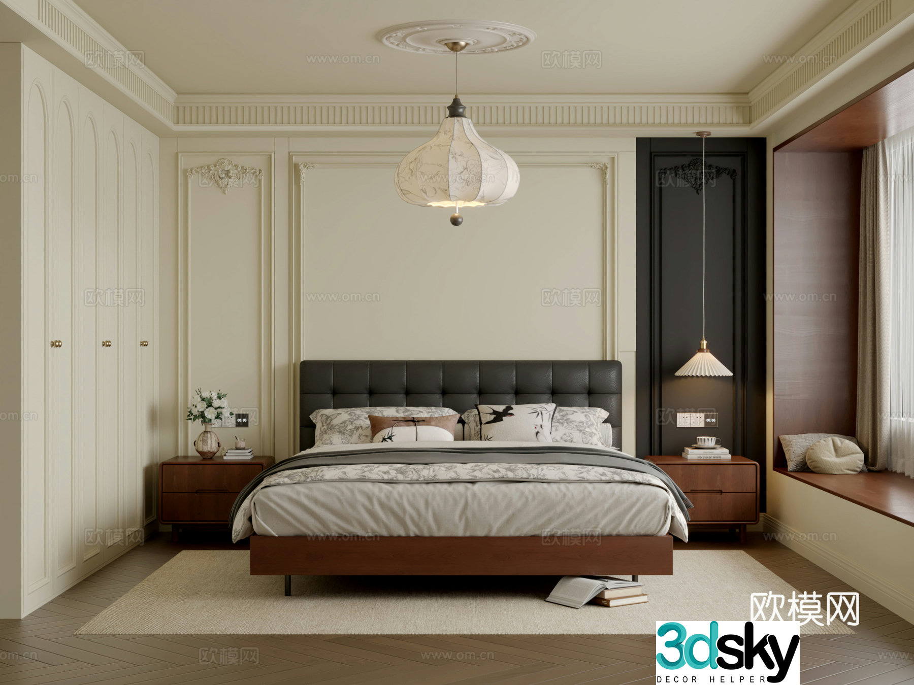 French retro bedroom 3d model