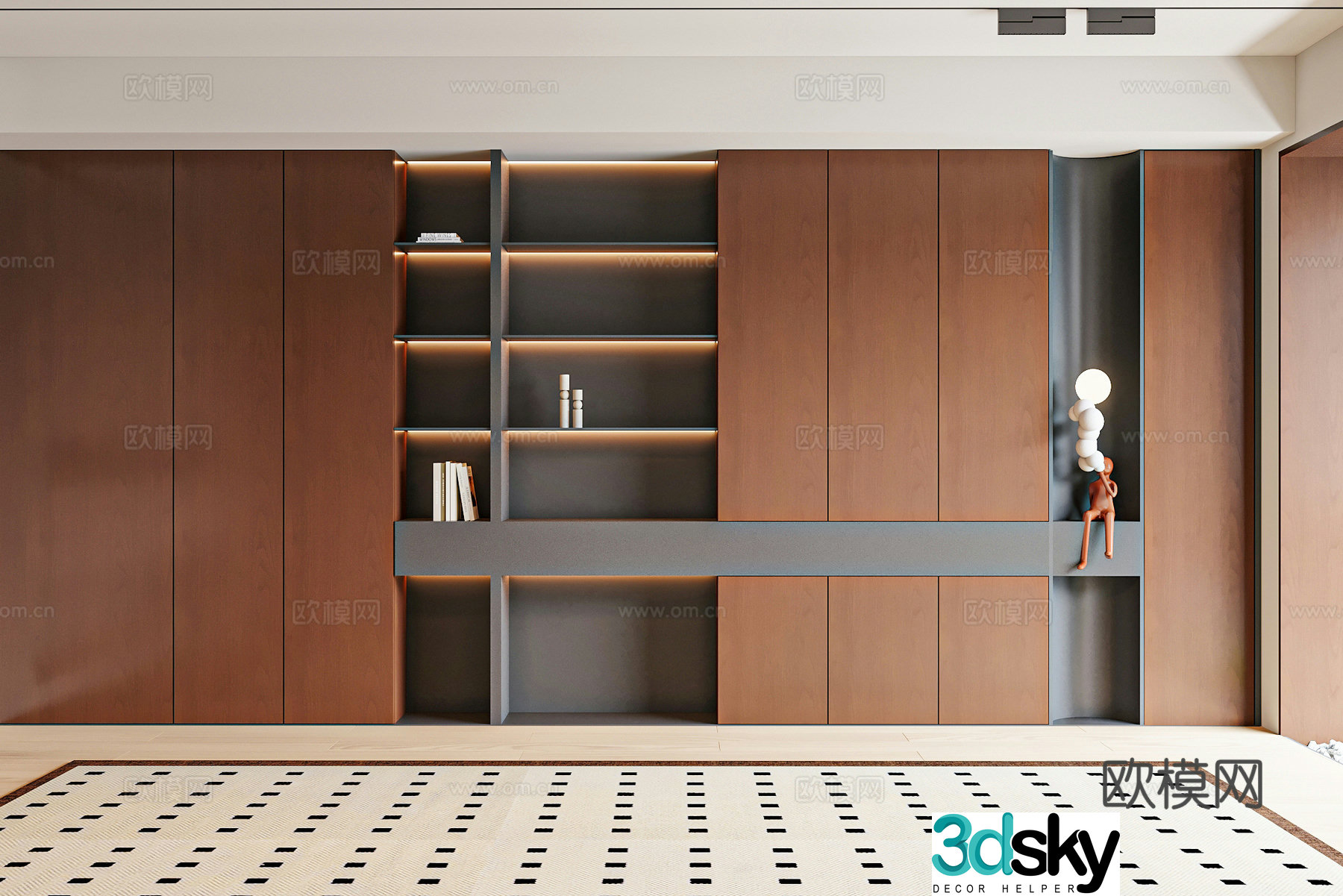 Modern medieval style bookcase 3d model