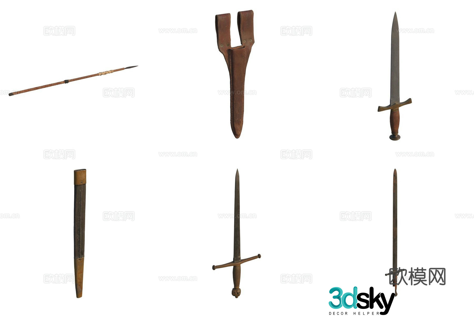 Weapon long sword scabbard spear scabbard 3d model