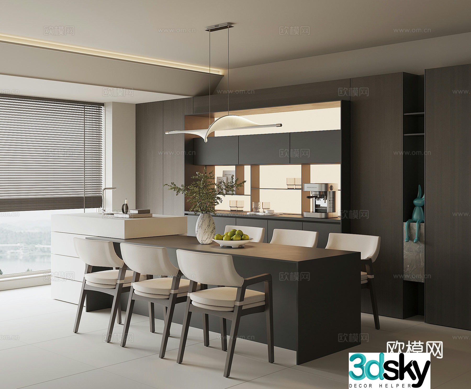 Modern home restaurant 3d model