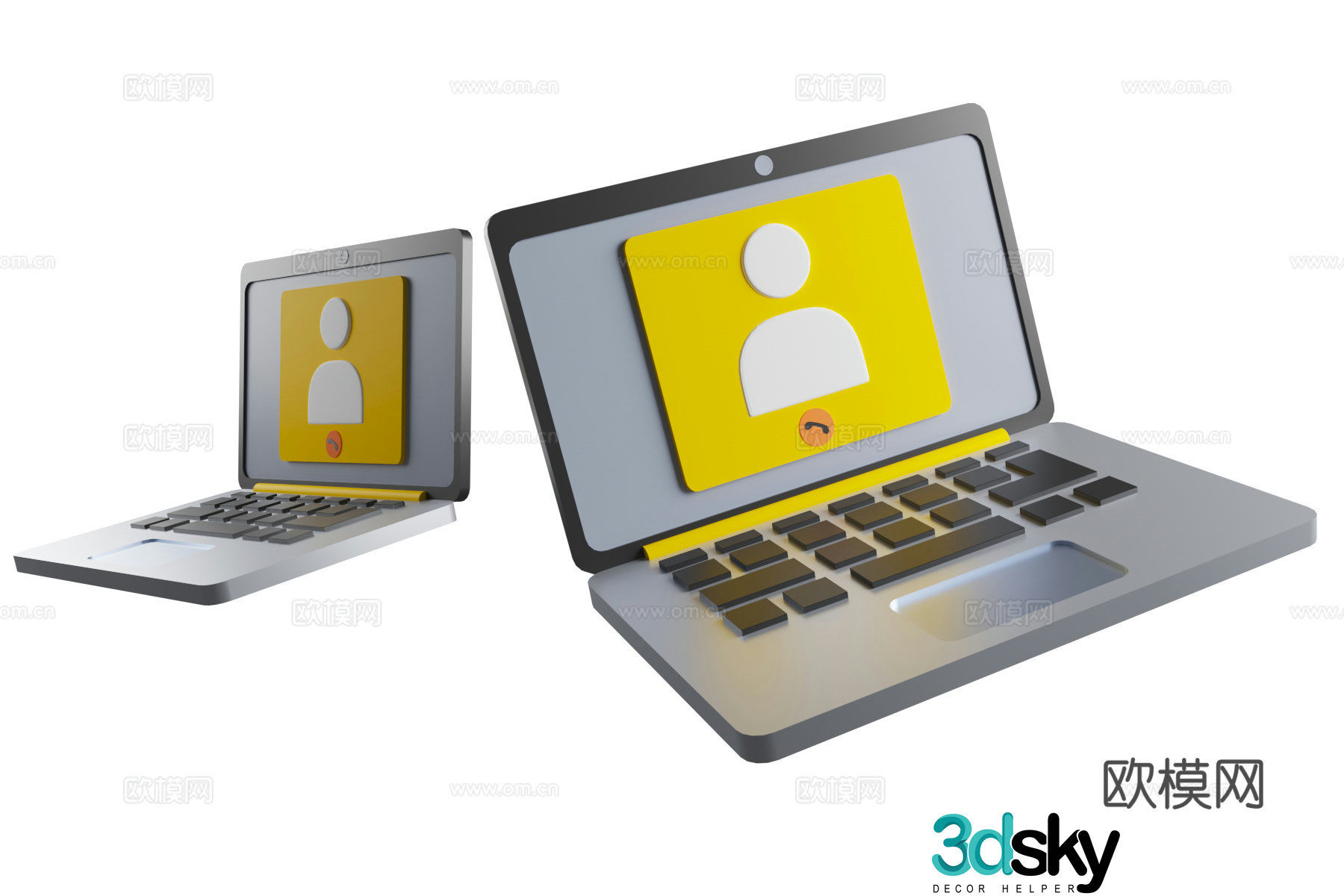 Q version laptop Laptop Cartoon Education Education 3D Model