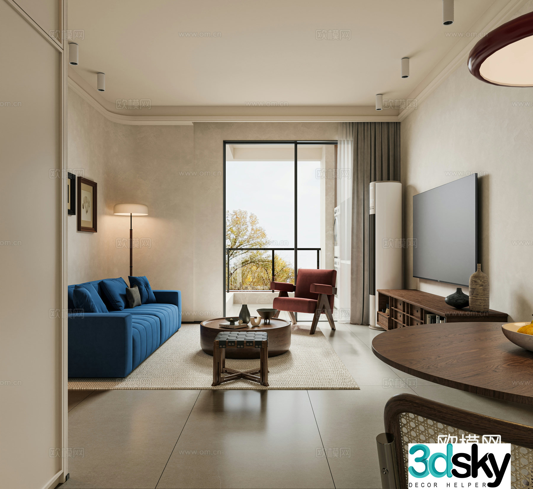 Middle-aged living room 3d model