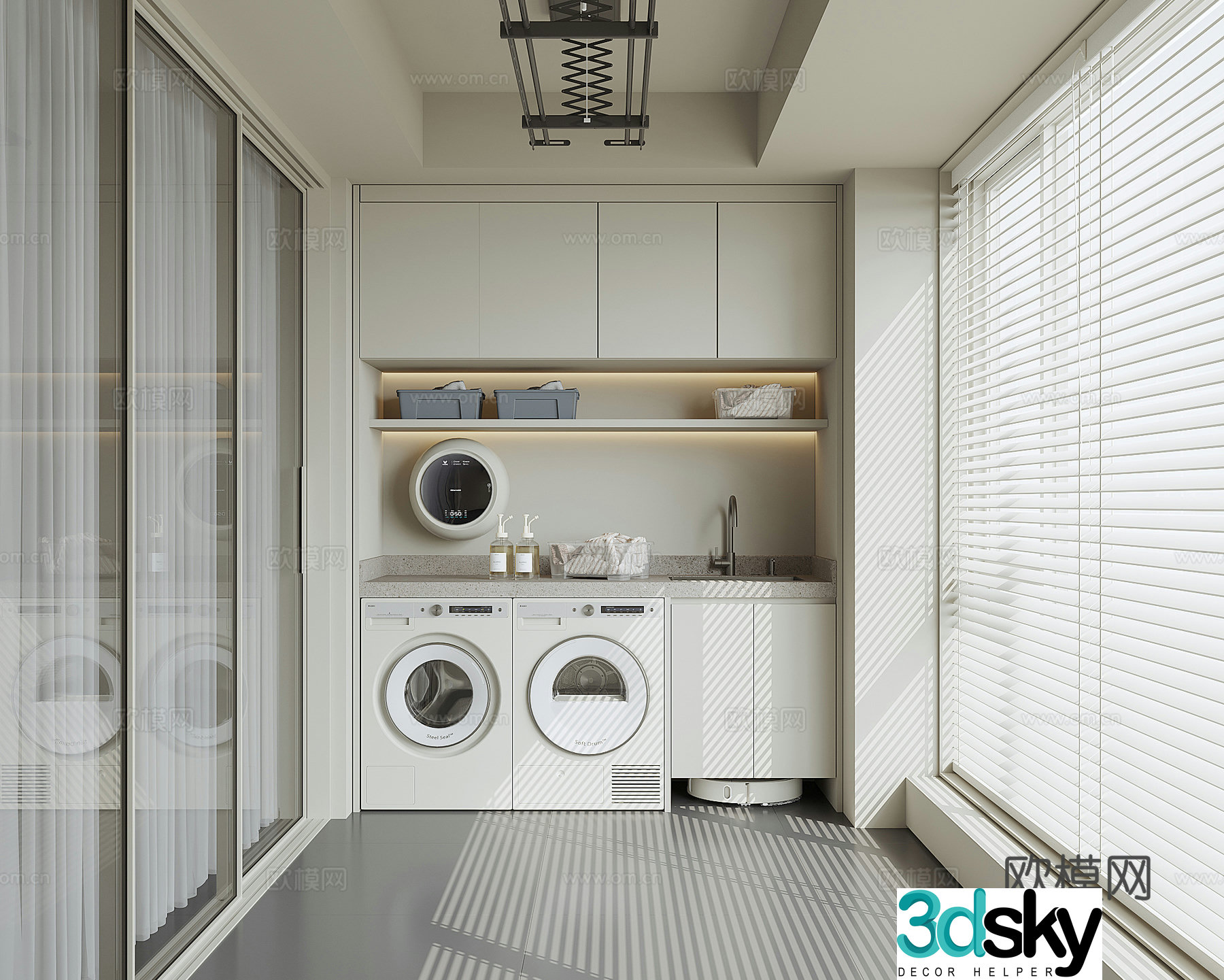 Modern living balcony 3d model