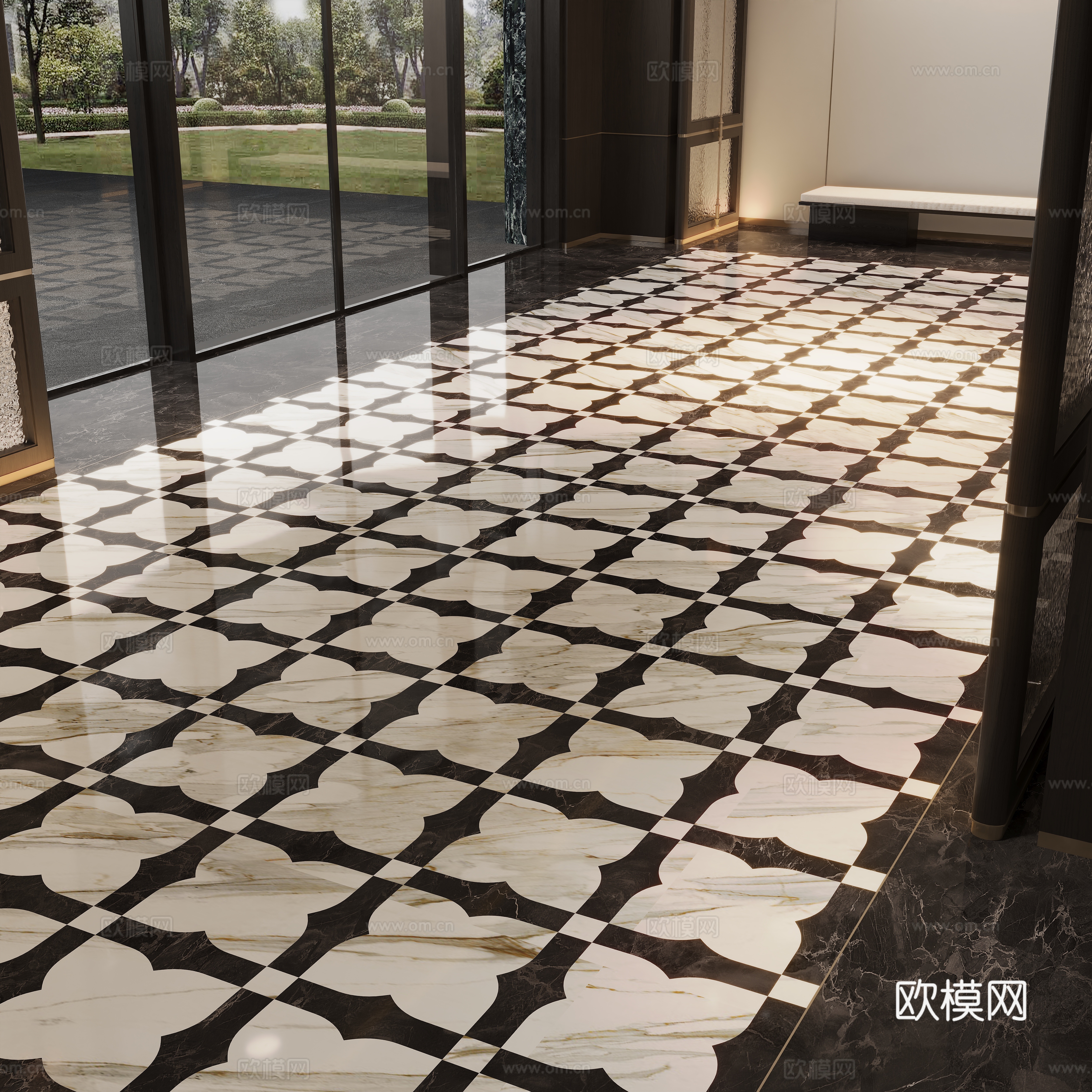 Modern stone floor parquet tiles 3d model