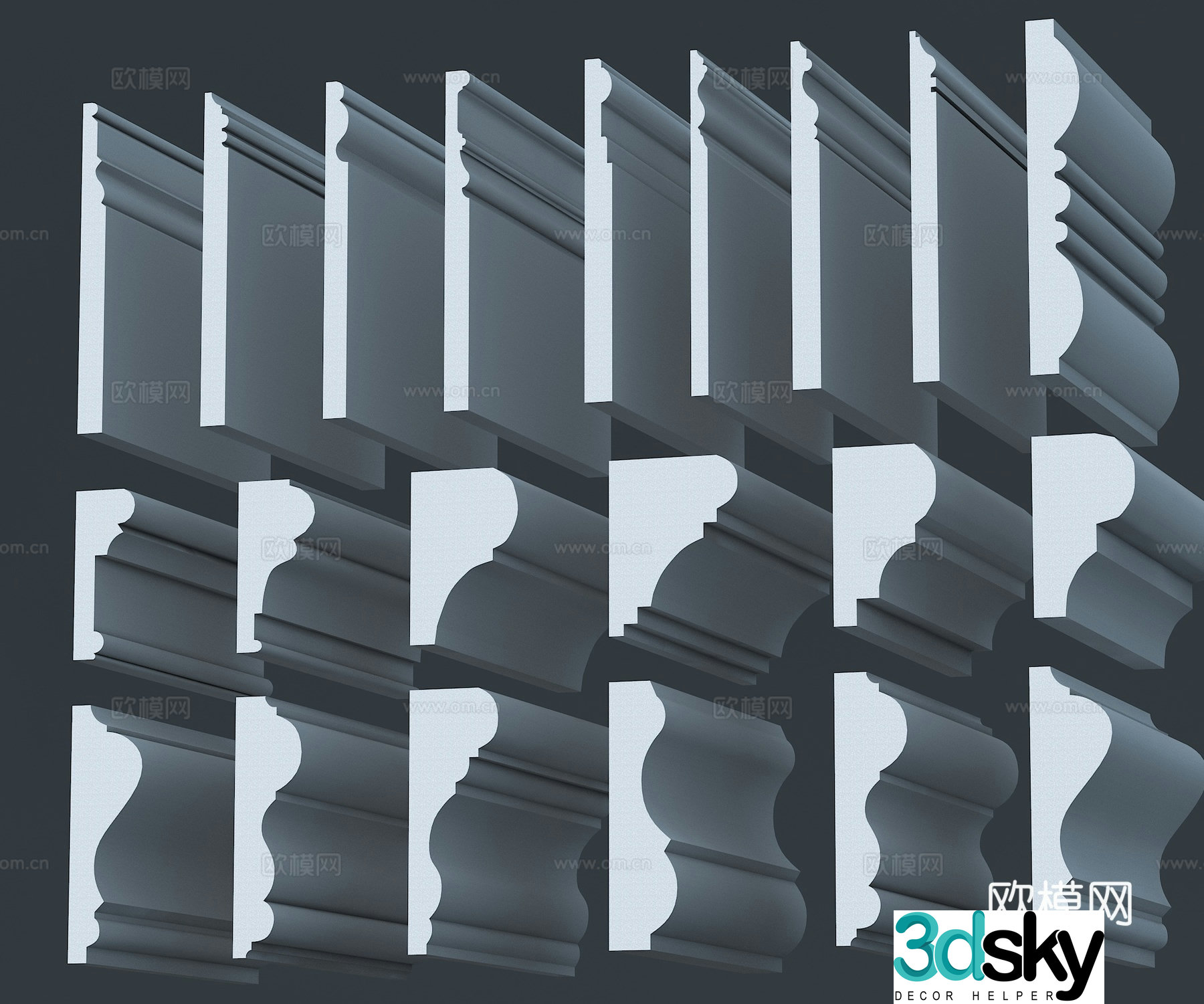 Gypsum line skirting line analysis waist line analysis column line 3D model