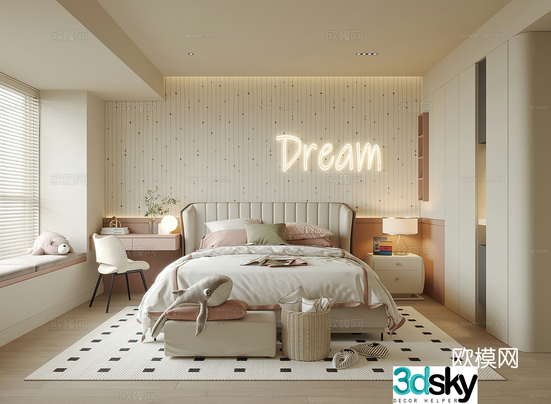 Modern girl room 3d model