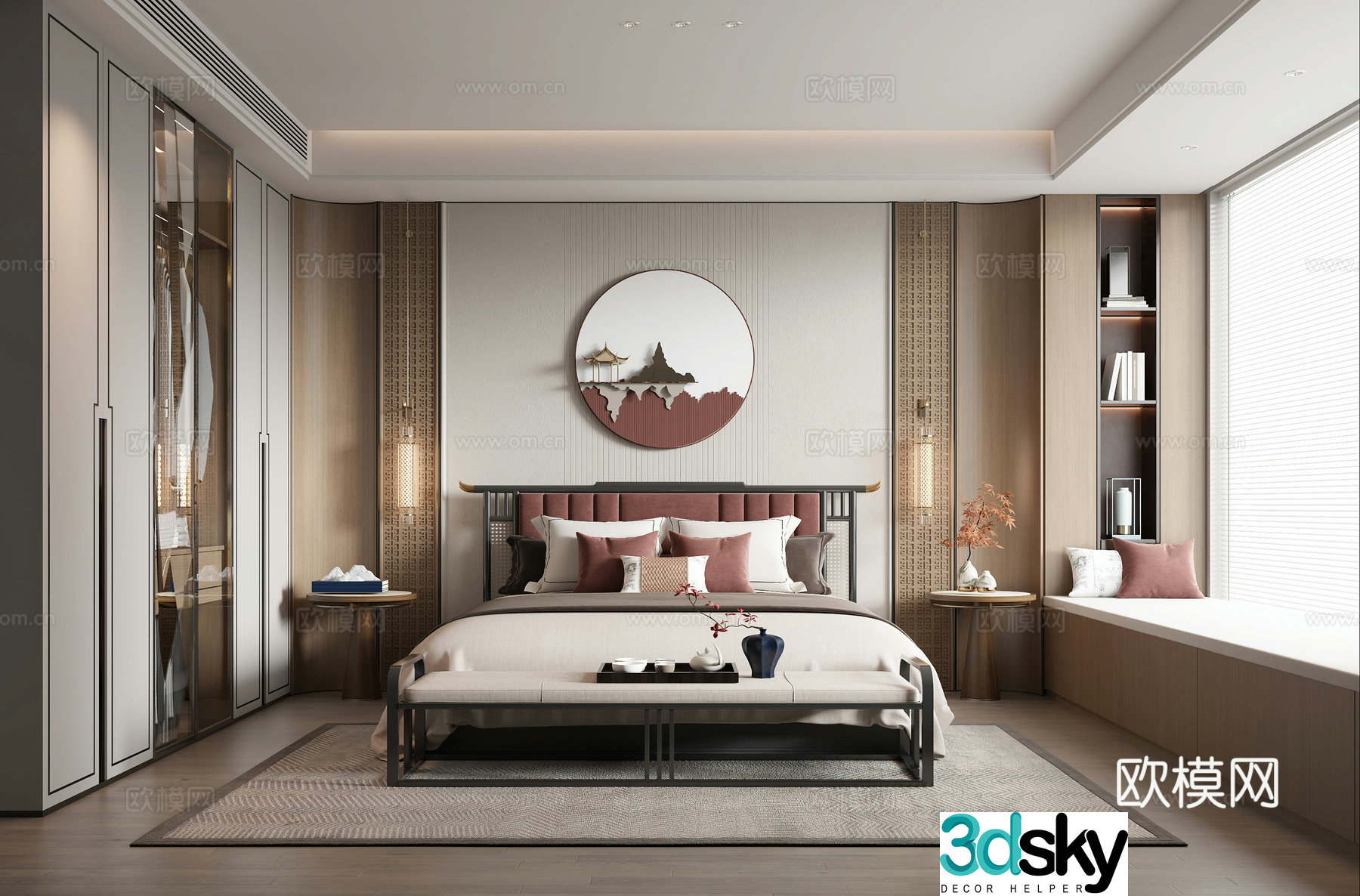 New Chinese bedroom 3D model