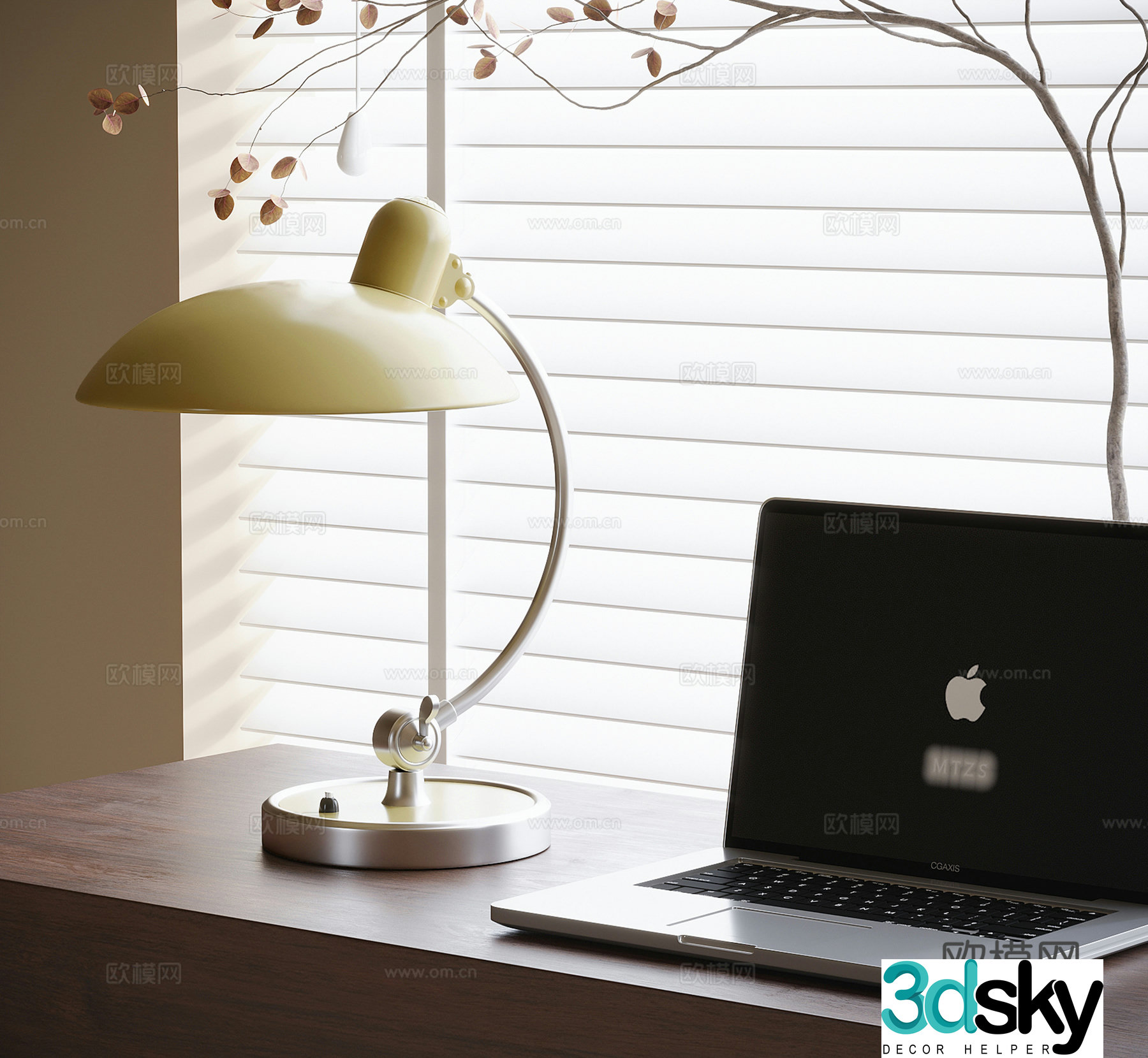 Modern desk lamp laptop 3d model
