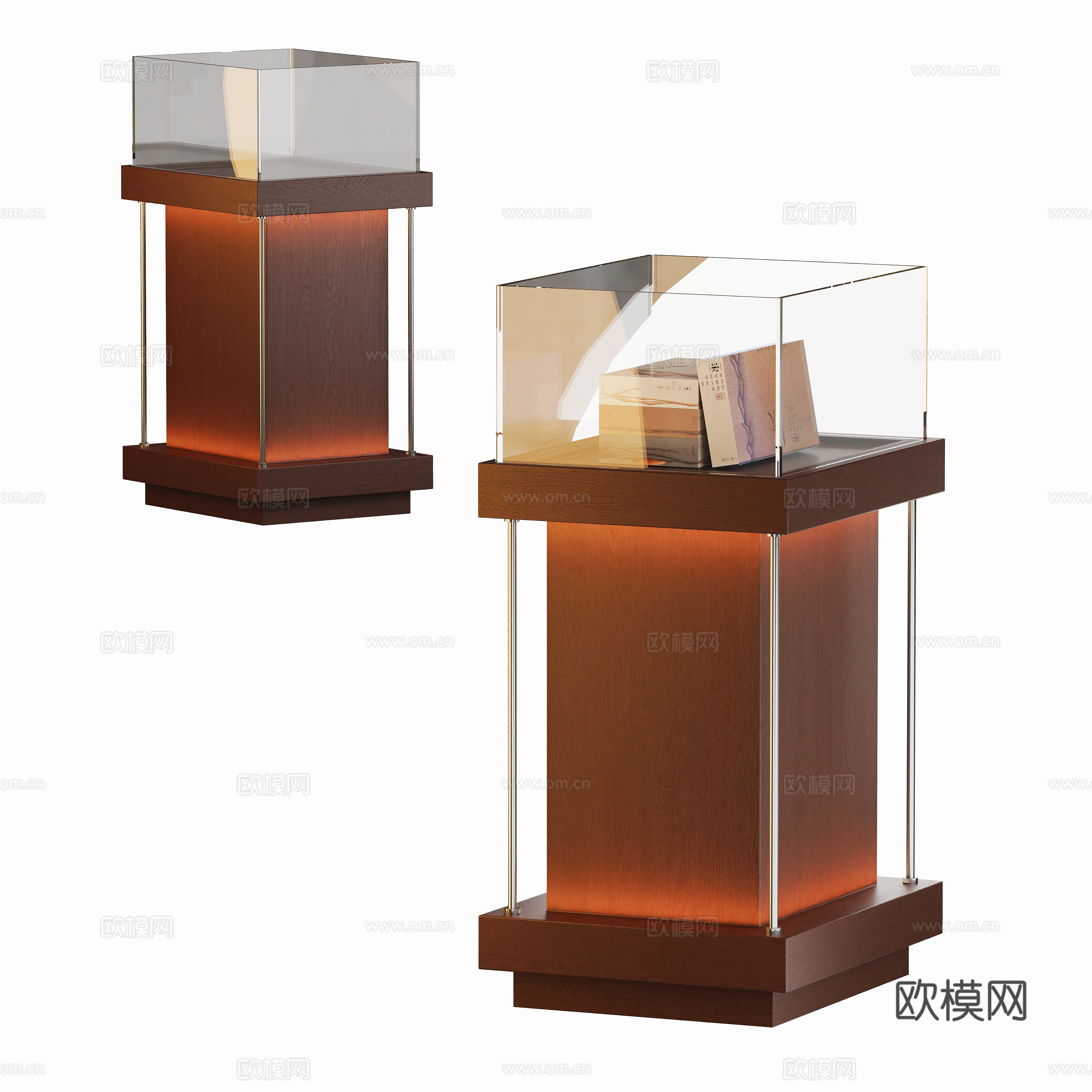 Modern museum glass booth display stand 3d model