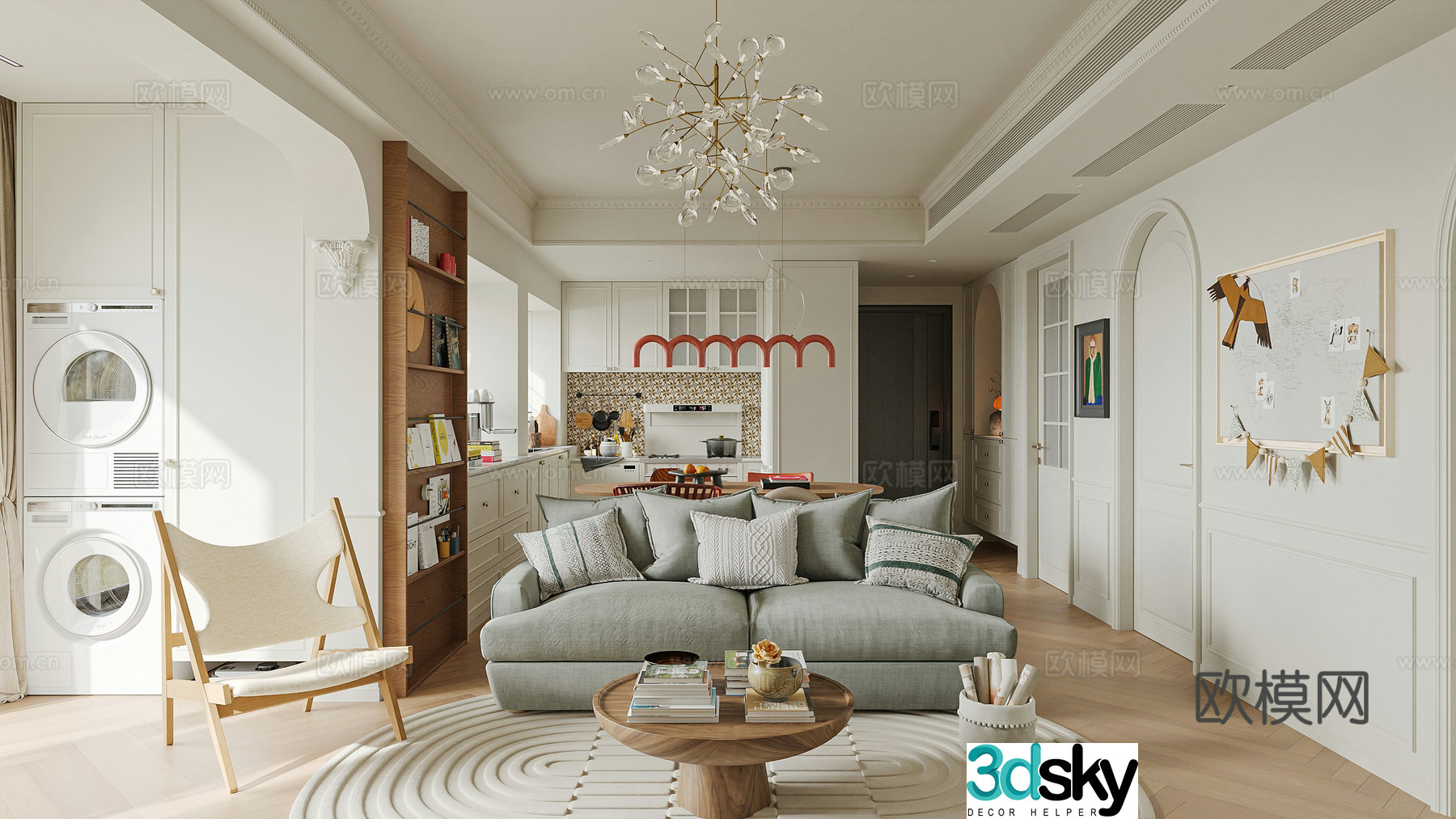 French medieval style living room open kitchen horizontal hall medieval style furniture real fireplace 3D model