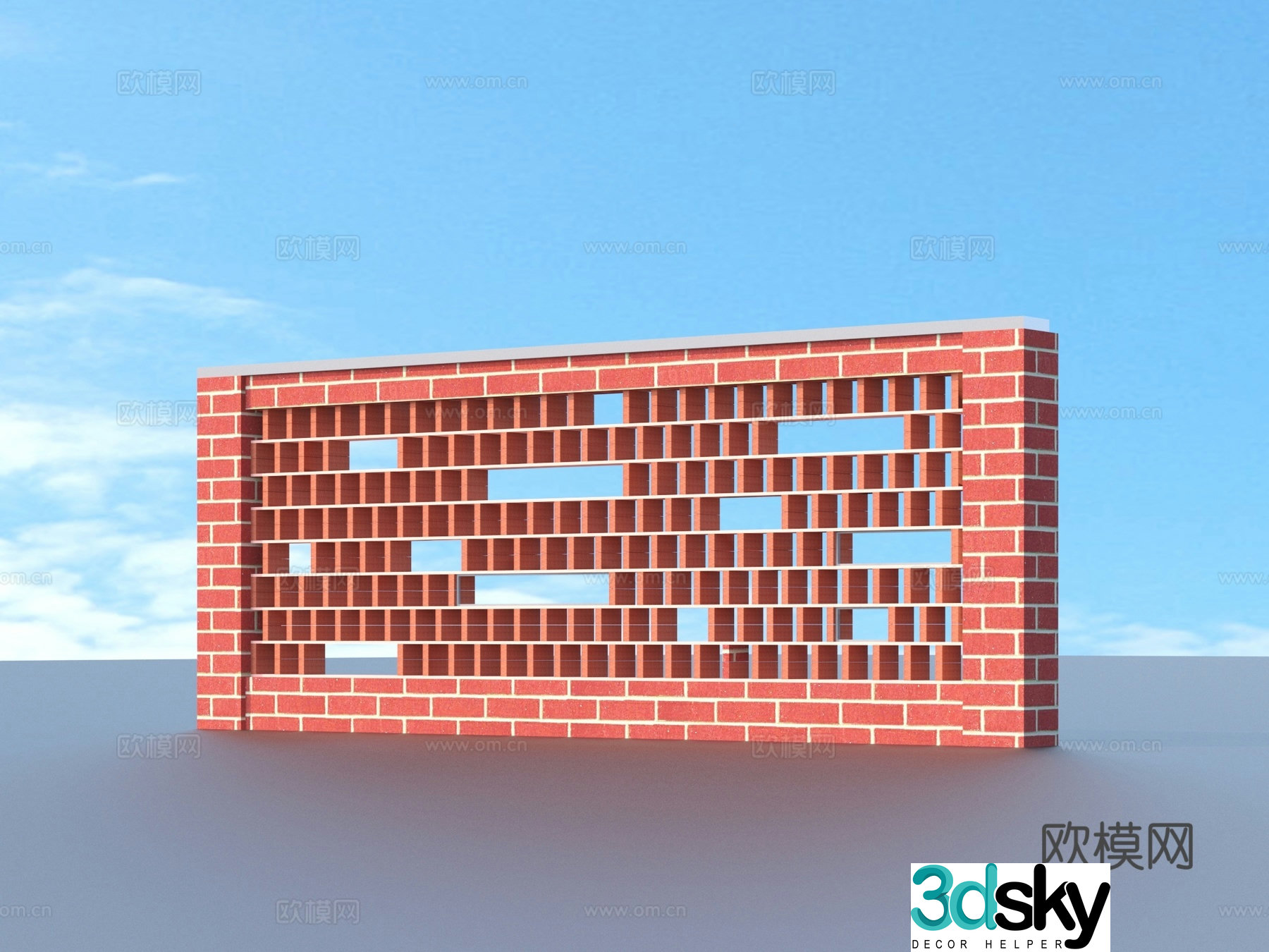 Brick wall Red brick wall Three-dimensional brick wall 3d model