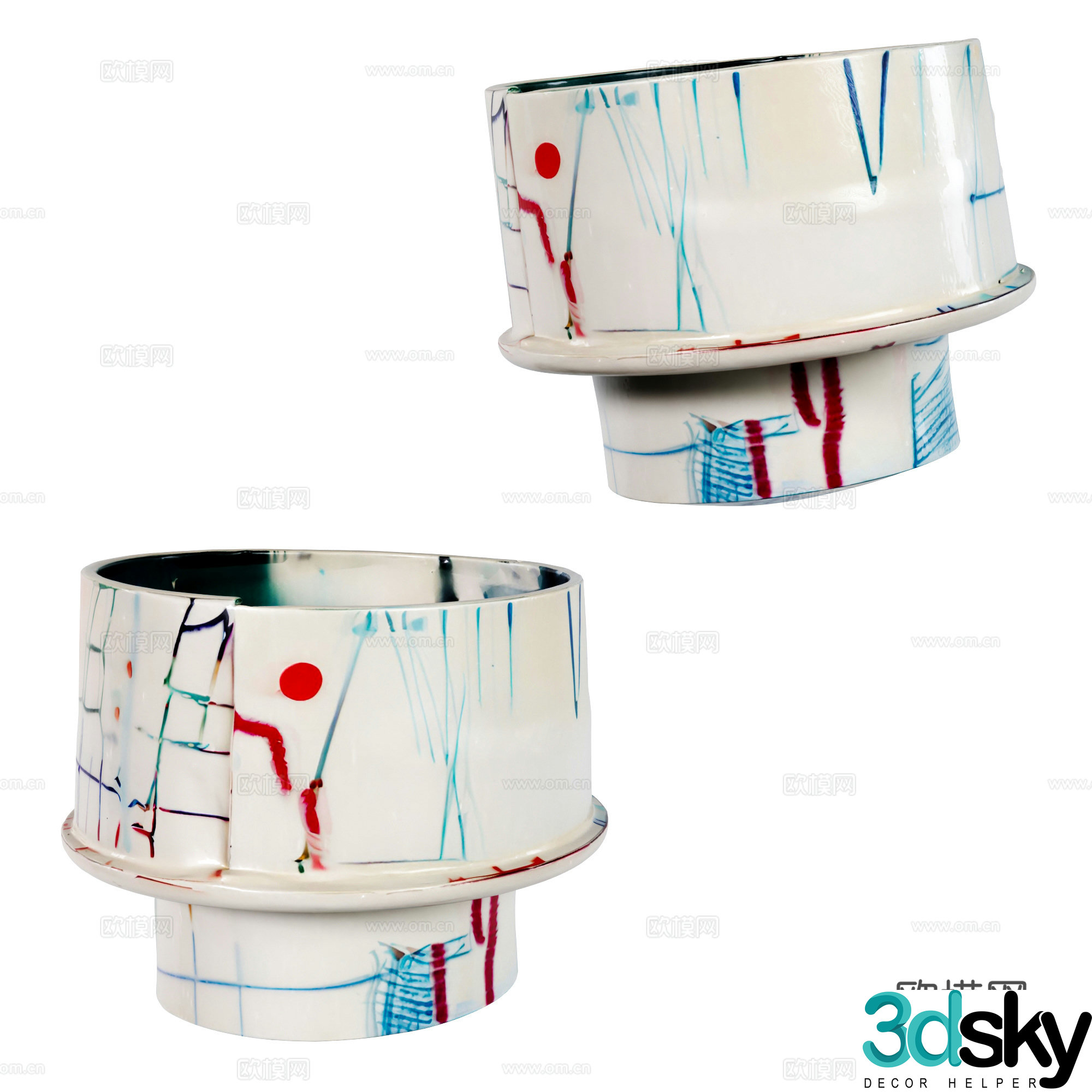 Modern colorful decorative ornaments ceramic tea cup 3d model