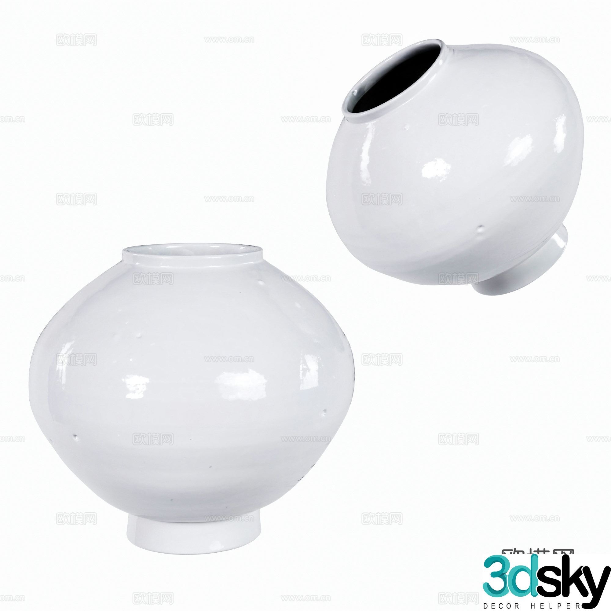 Modern white clay pot 3d model