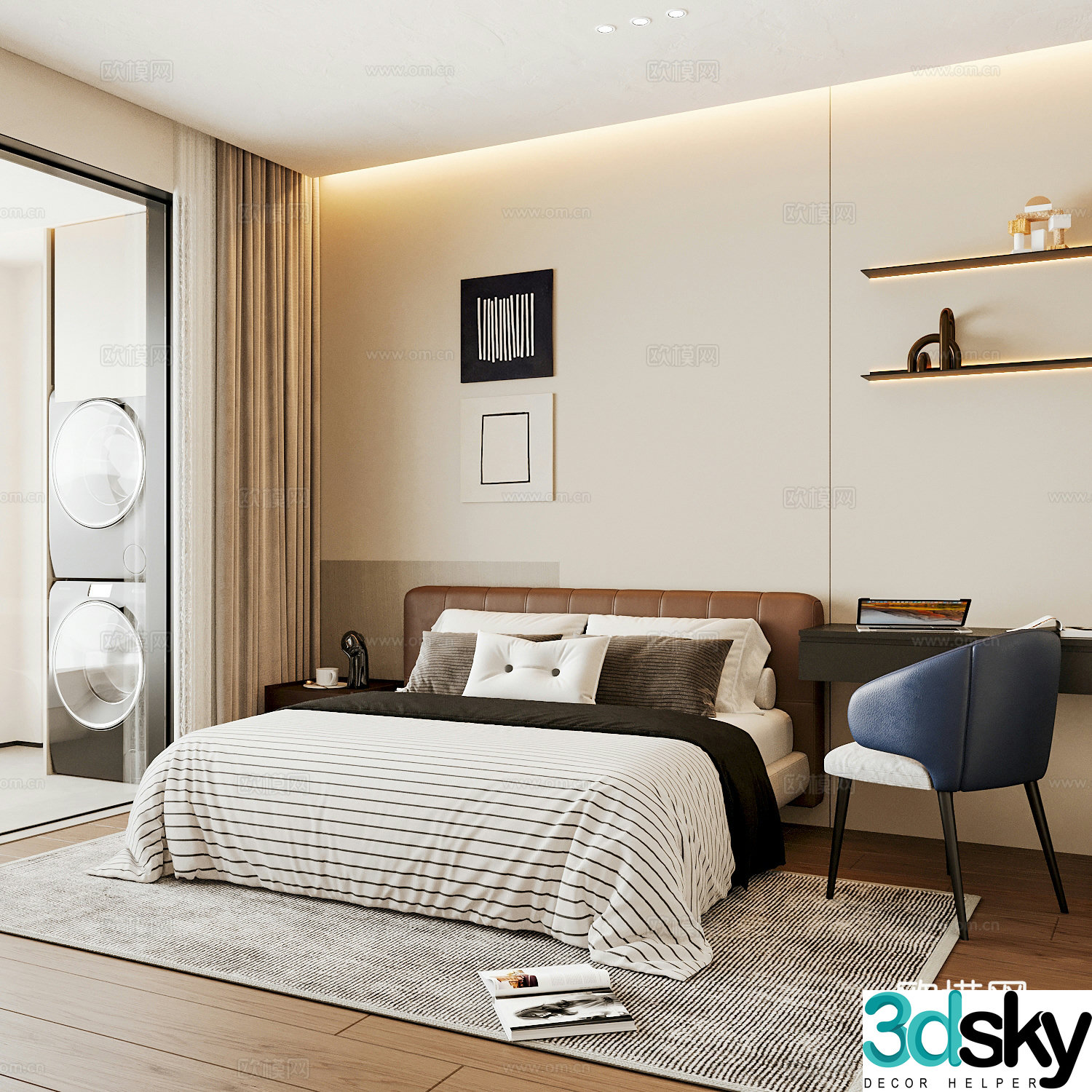 Modern home bedroom Modern bedroom Italian bedroom Simple bedroom Italian bed 3d model
