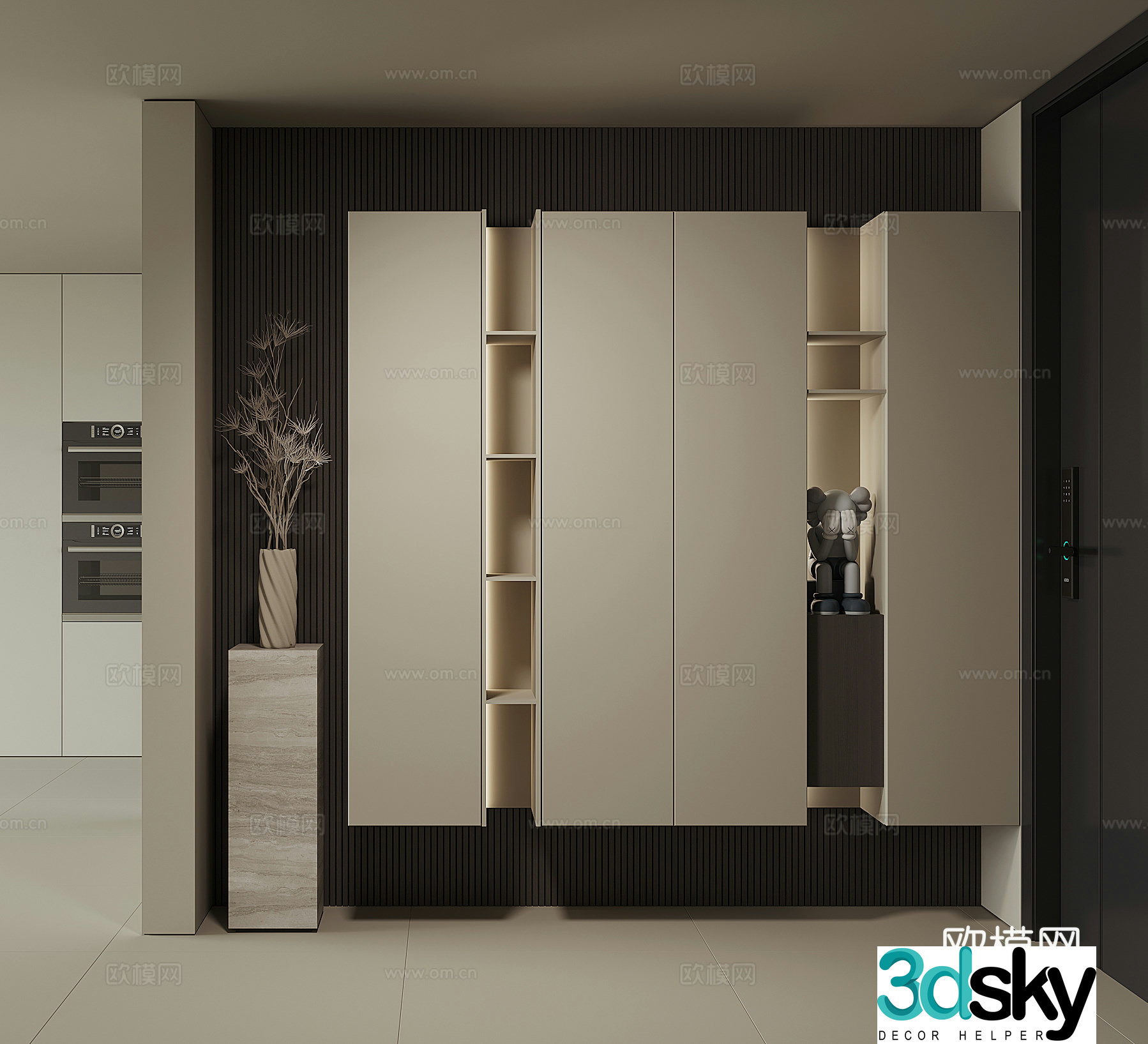 Modern home entrance shoe cabinet 3D model