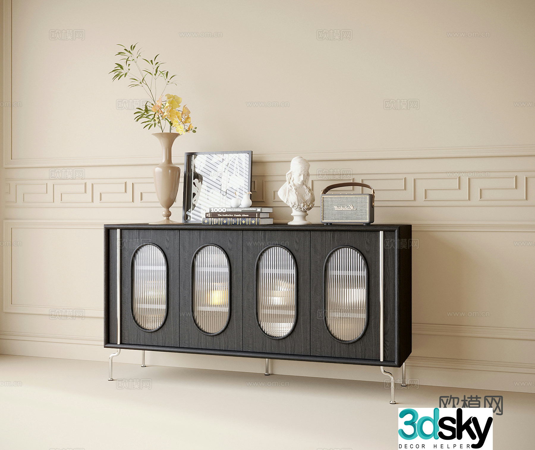 Modern finished sideboard cupboard 3d model