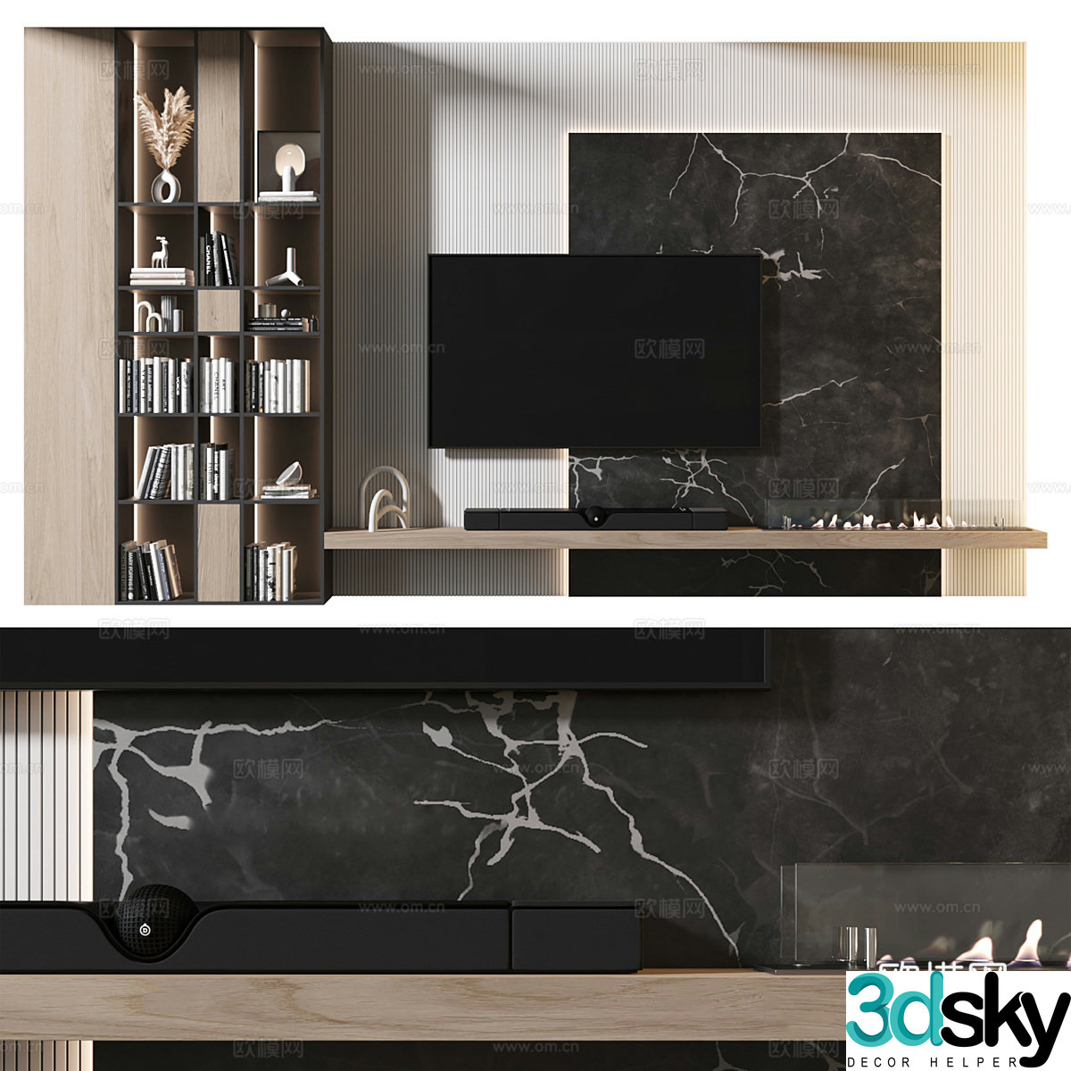 Modern minimalist TV background wall 3d model