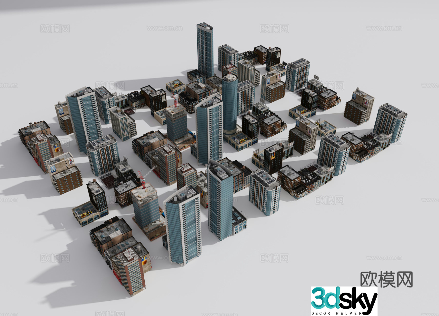 Modern high-rise buildings multi-story residential community buildings bird’s eye view of tall buildings urban building 3D model