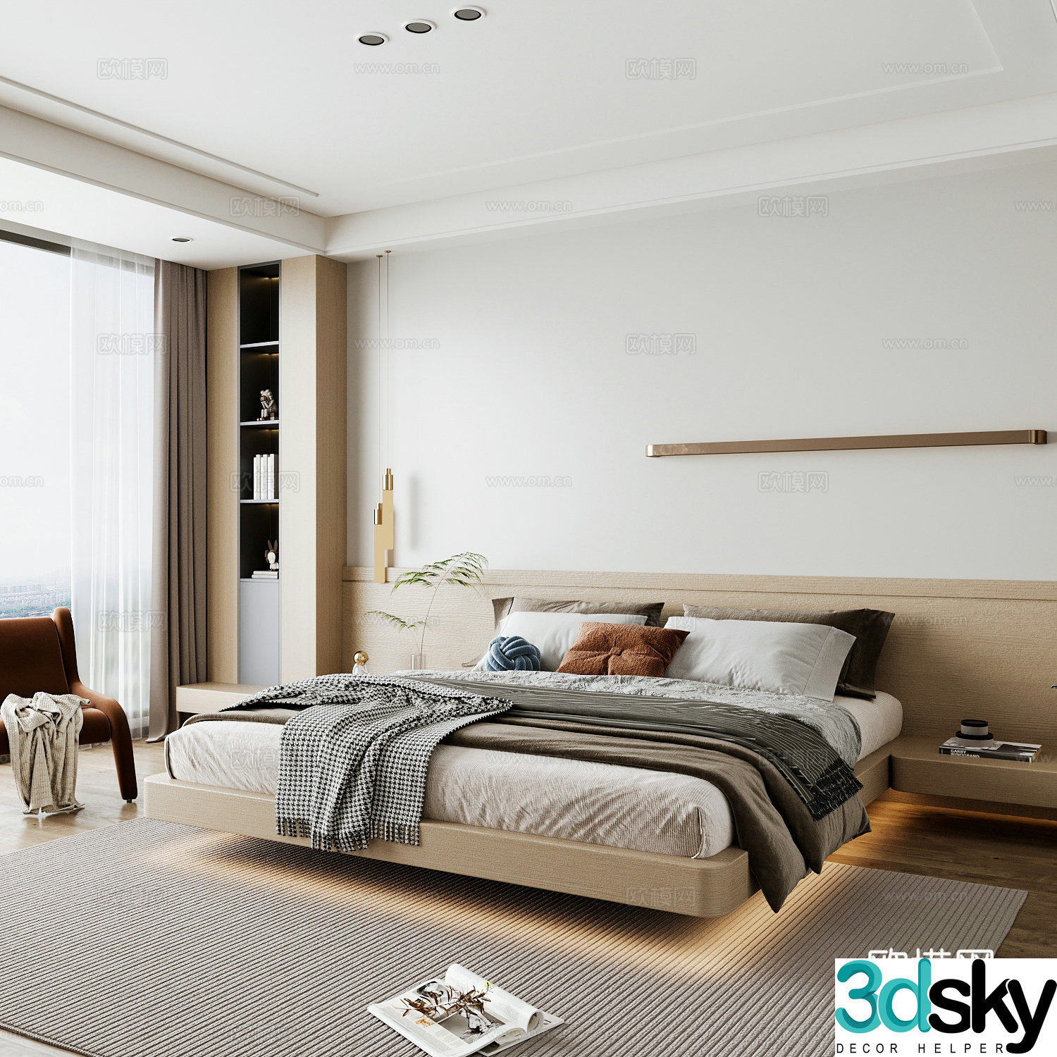Modern home bedroom Modern bedroom Italian bedroom Simple bedroom Italian bed 3d model