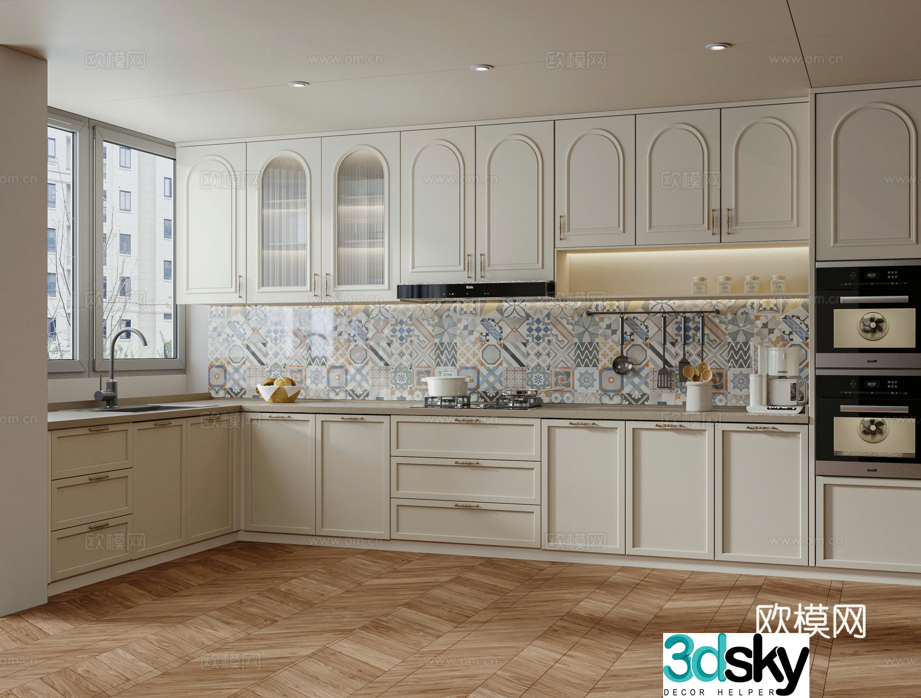 Retro enclosed kitchen 3d model