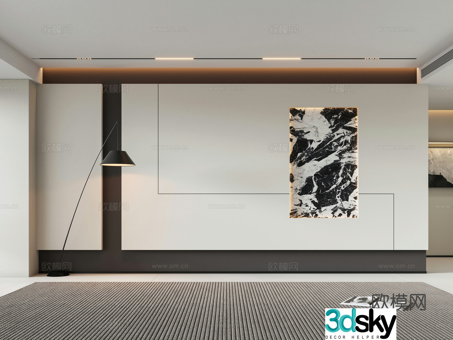 Modern minimalist sofa background wall 3d model