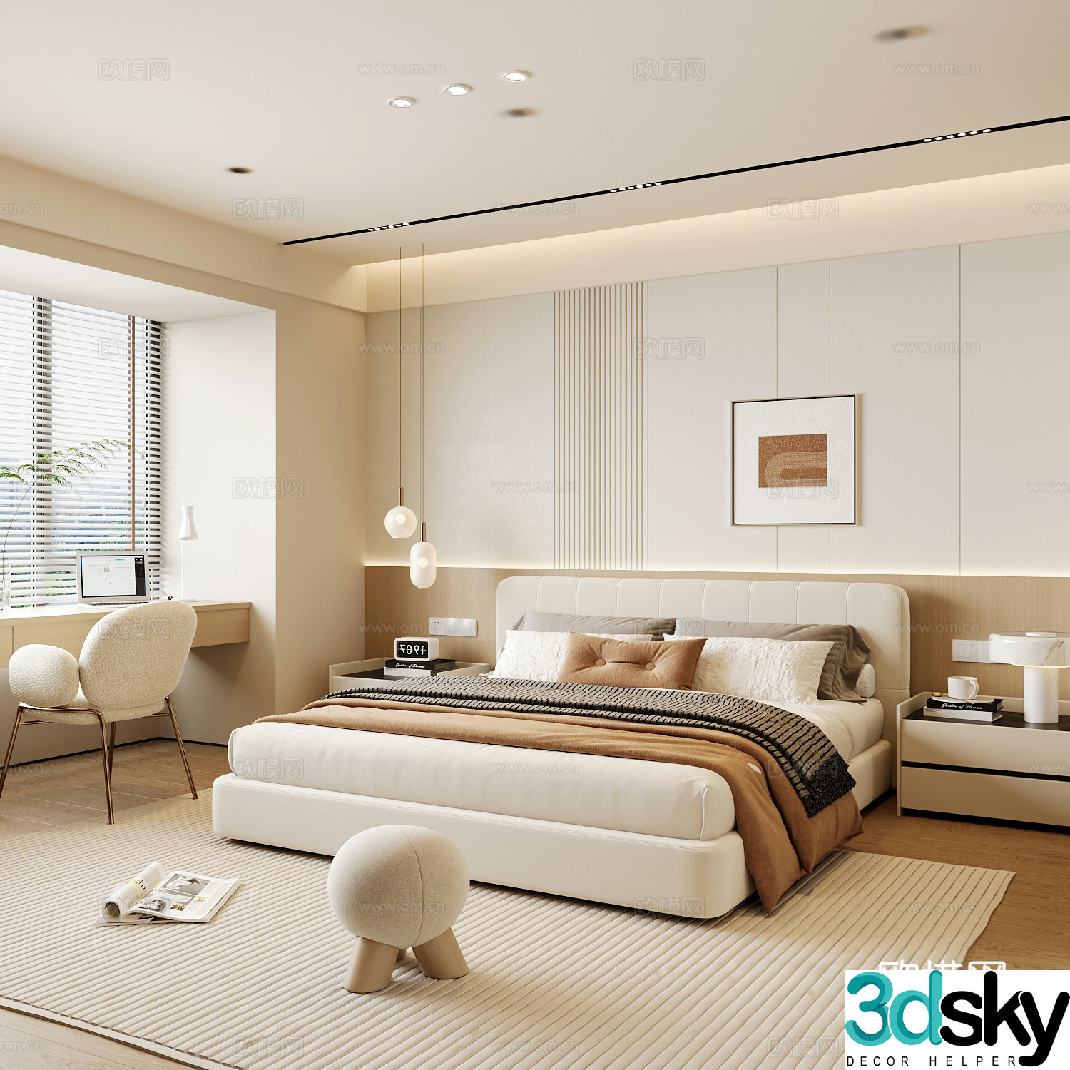 Modern home bedroom Modern bedroom Italian bedroom Simple bedroom Italian bed 3d model