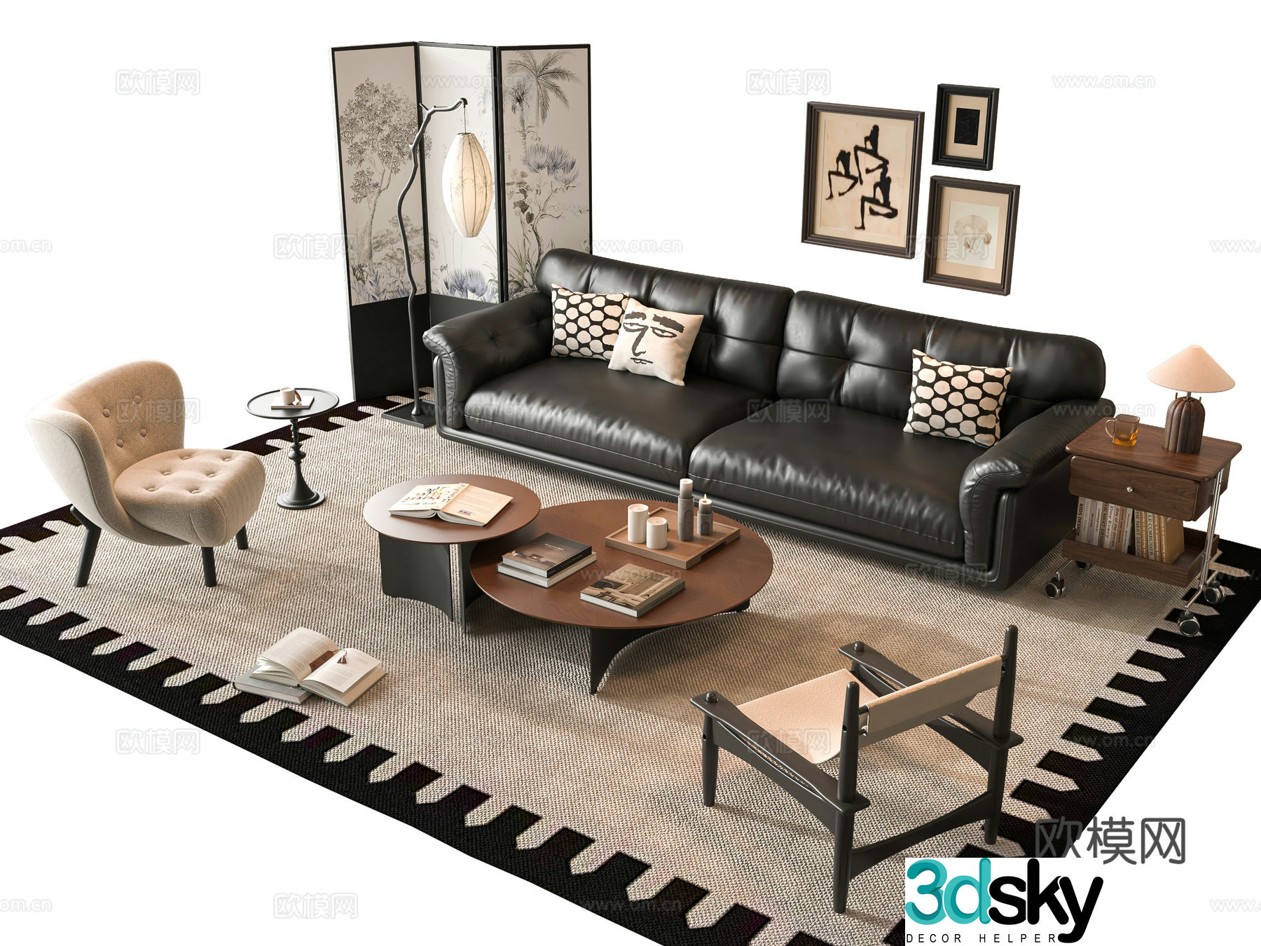 Middle-aged sofa combination 3D model