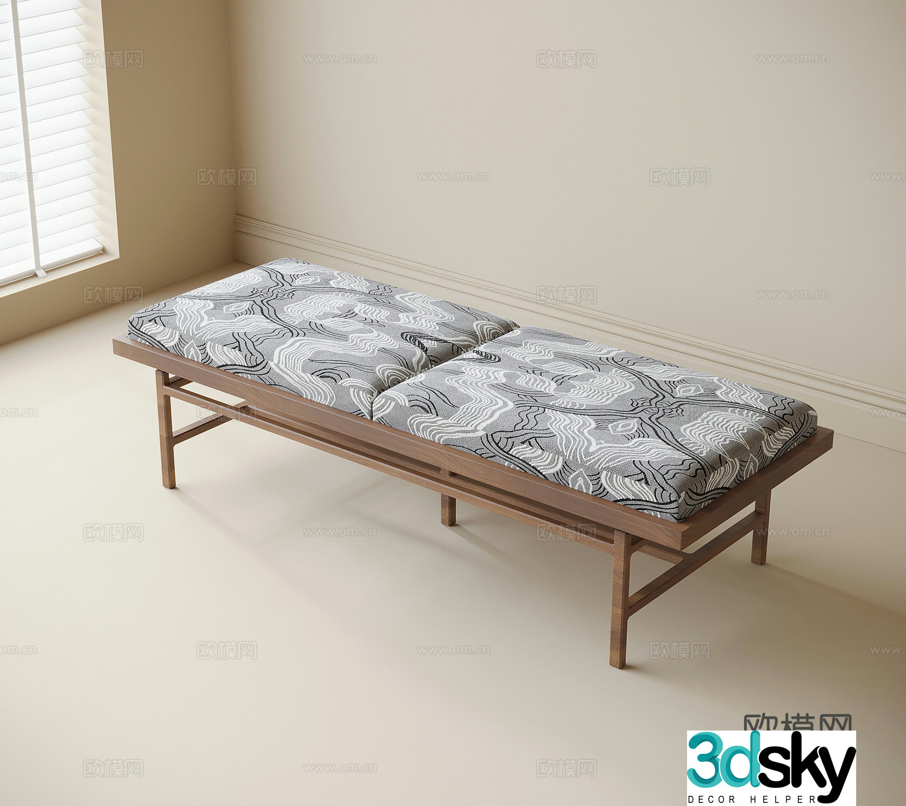 New Chinese style bed tail stool bench 3D model