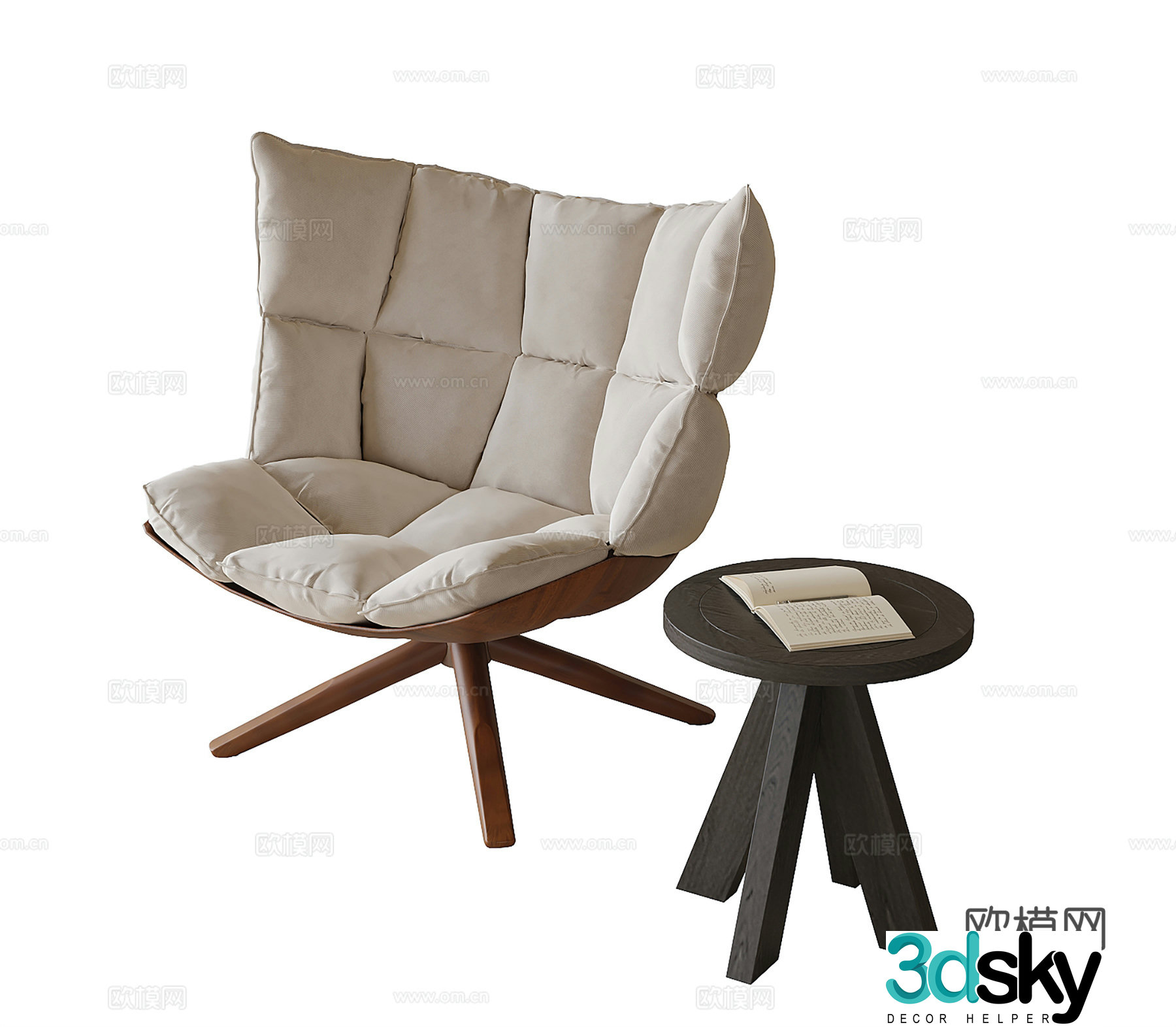 Modern leisure chair Single chair Side angle 3D model