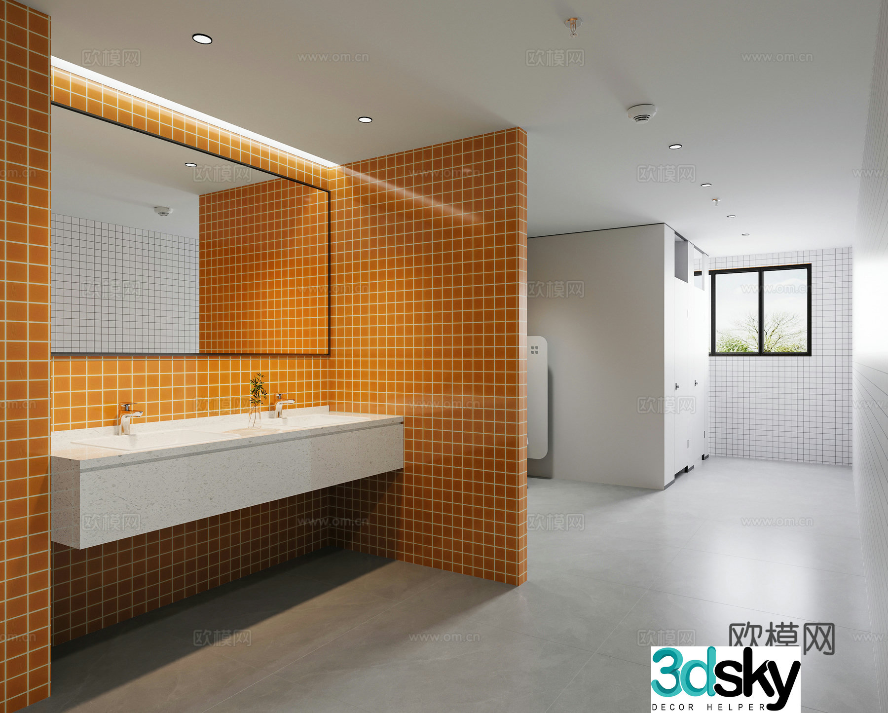 Modern school bathroom 3d model