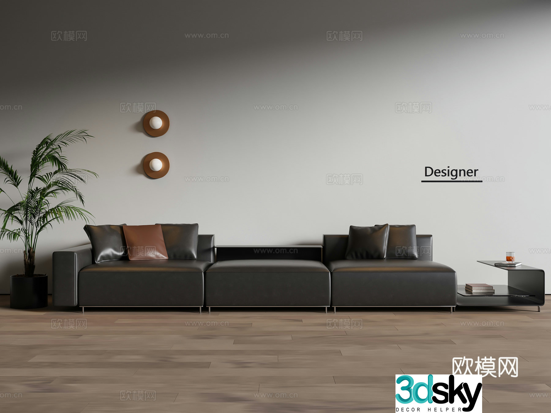 Modern Italian three-person sofa 3d model