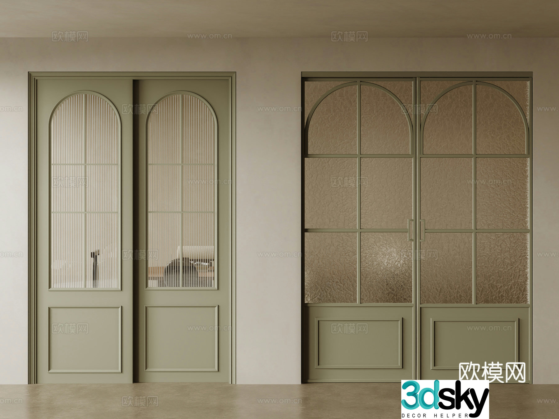 French sliding door glass door 3d model