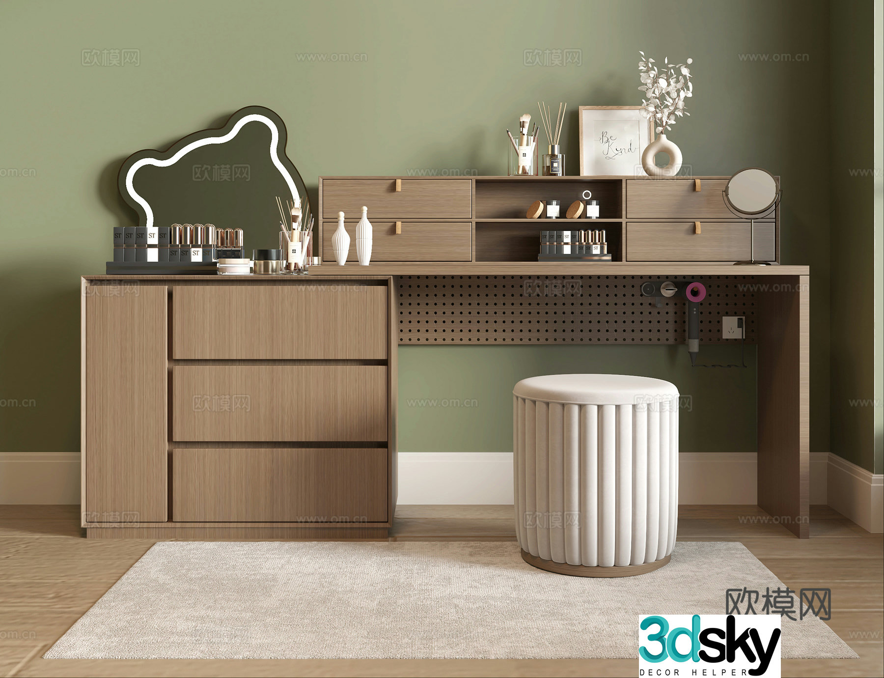 Medium style dressing table 3D model