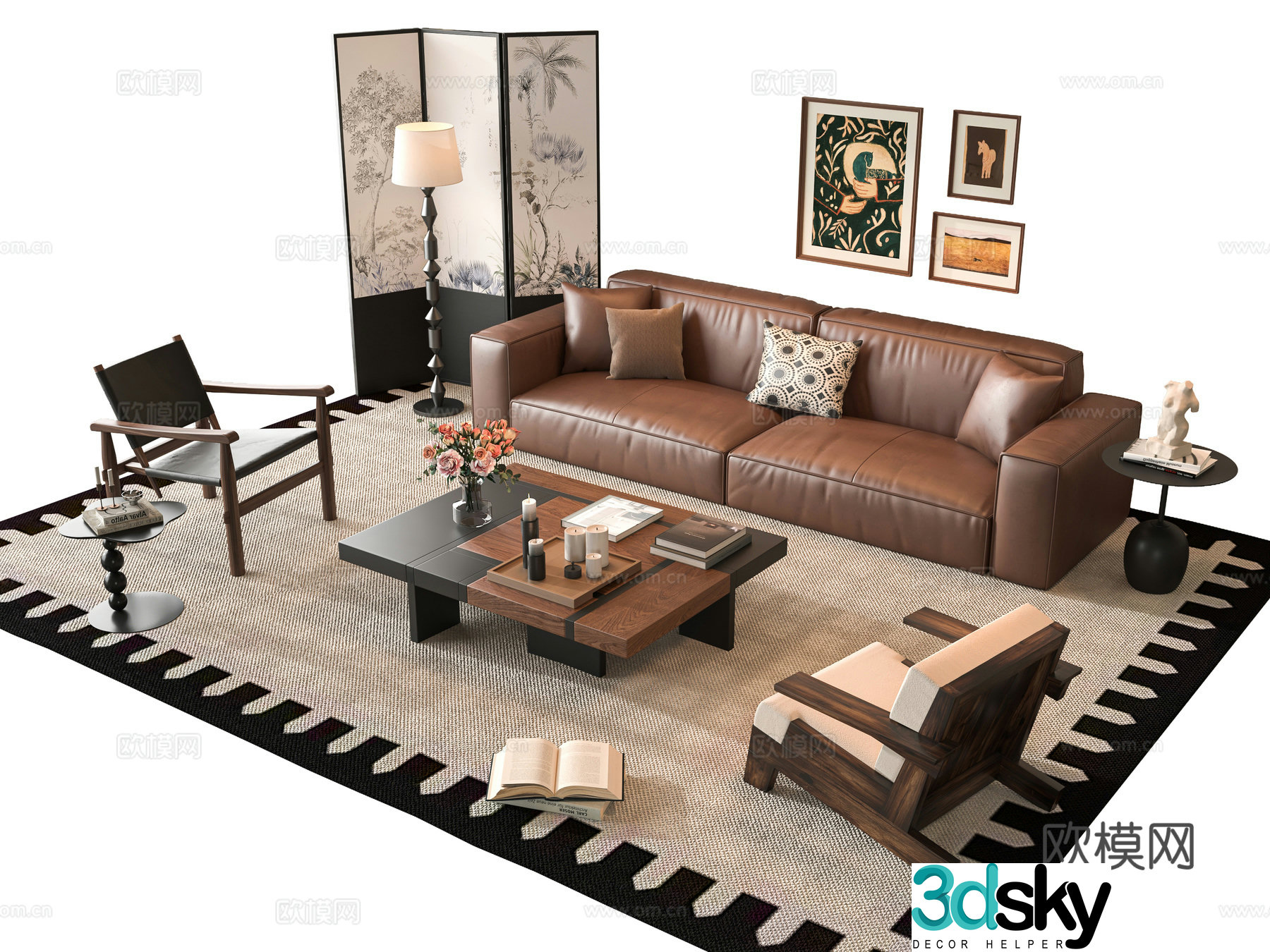 French sofa combination 3D model