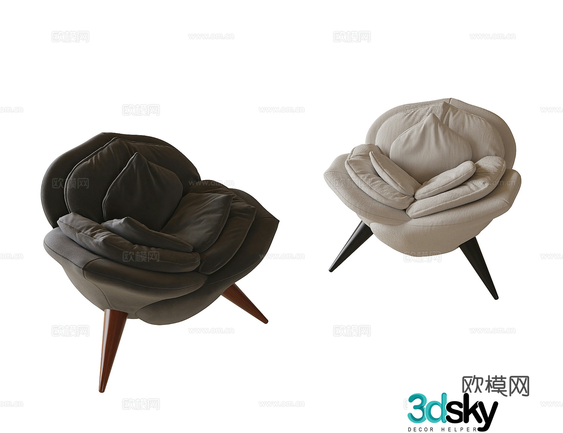 Modern casual chair single chair sofa stool 3d model