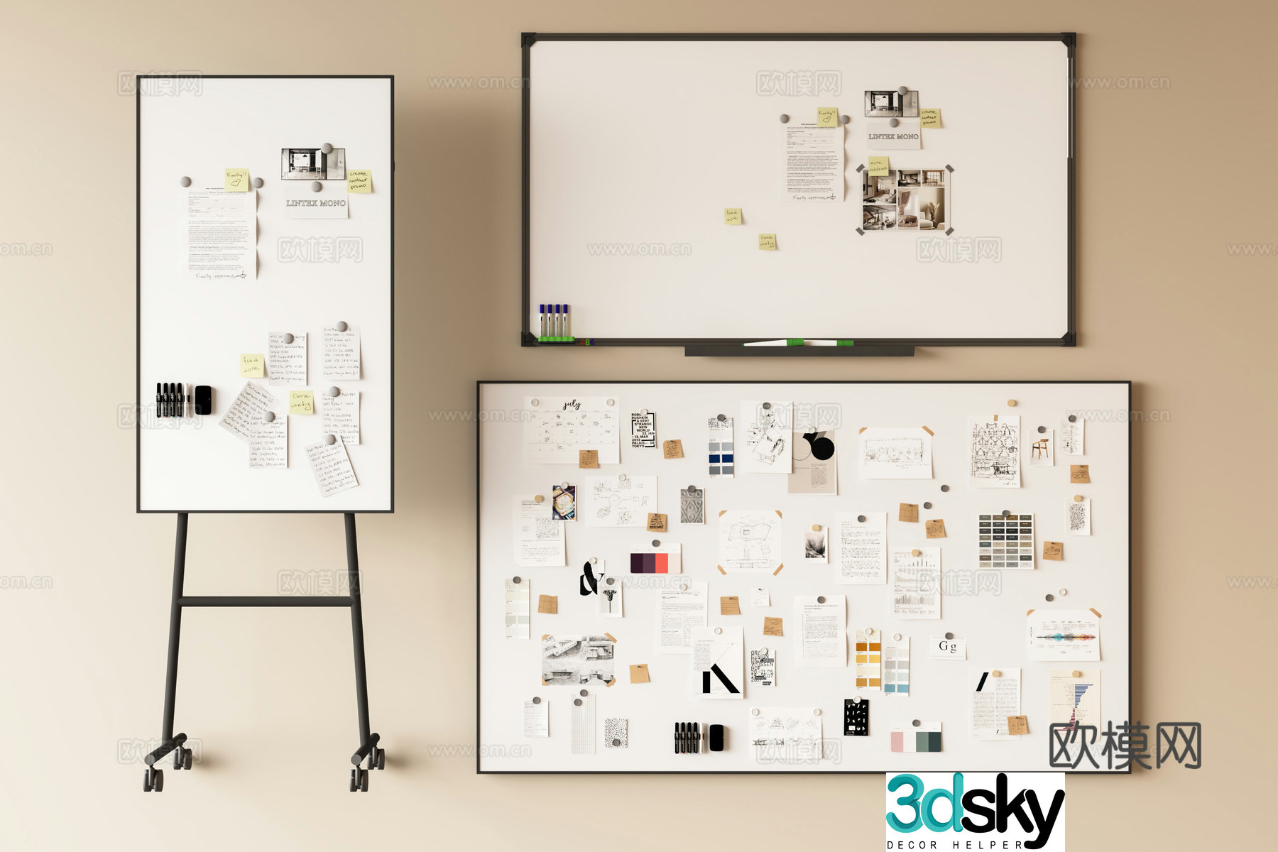 Office supplies Whiteboard Display board Blackboard Mobile artboard 3D model