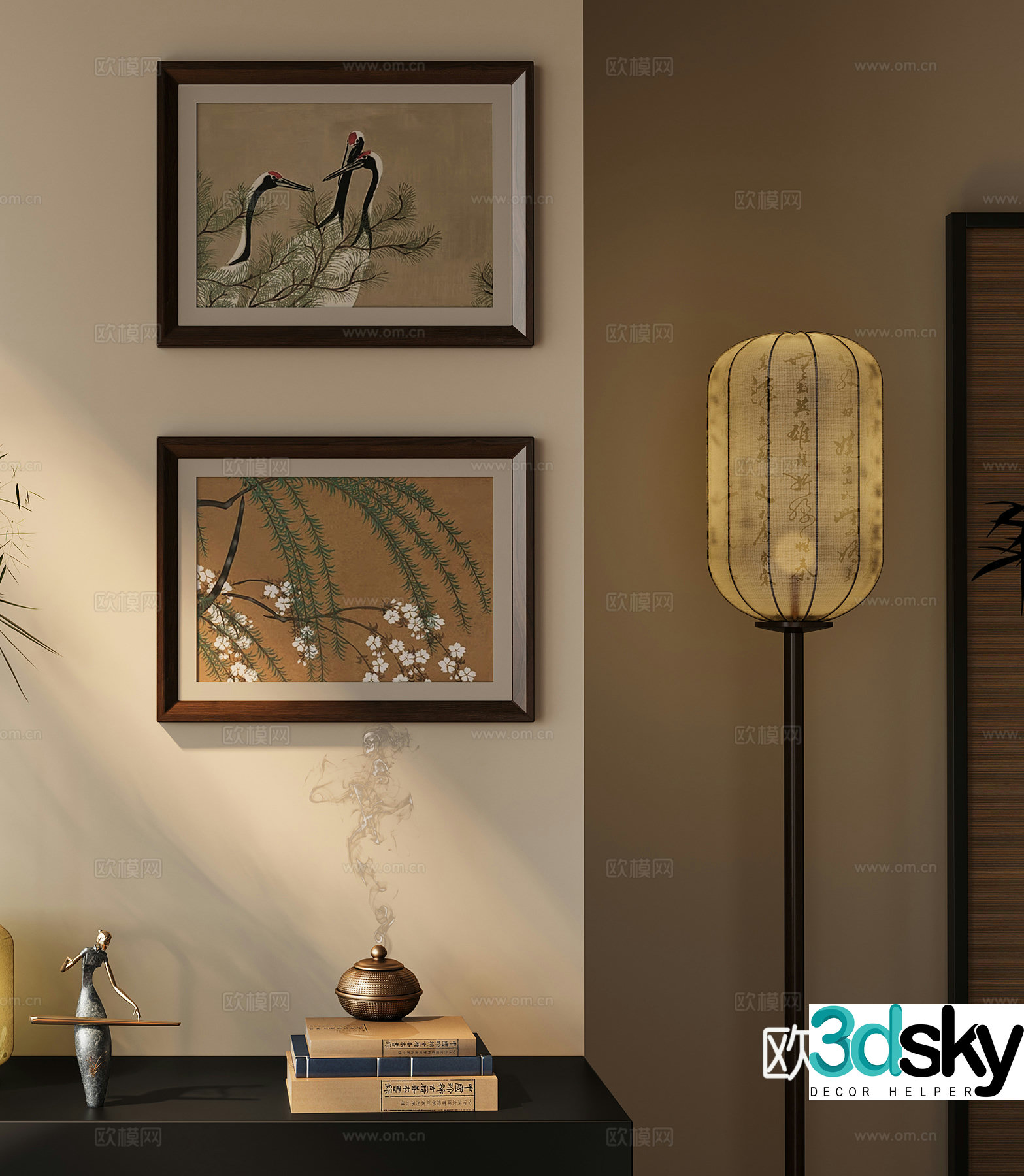 New Chinese style hanging paintings Song’s aesthetic hanging paintings Middle-aged style hanging paintings 3D model