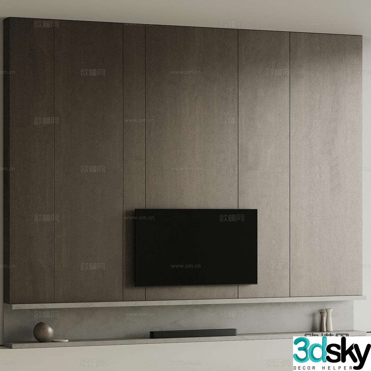 Modern Italian minimalist TV background wall 3d model