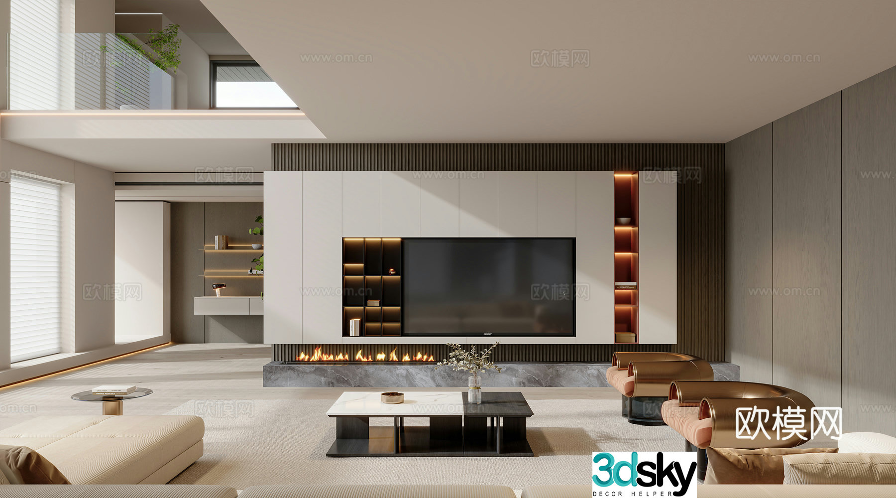 Modern villa living room 3d model