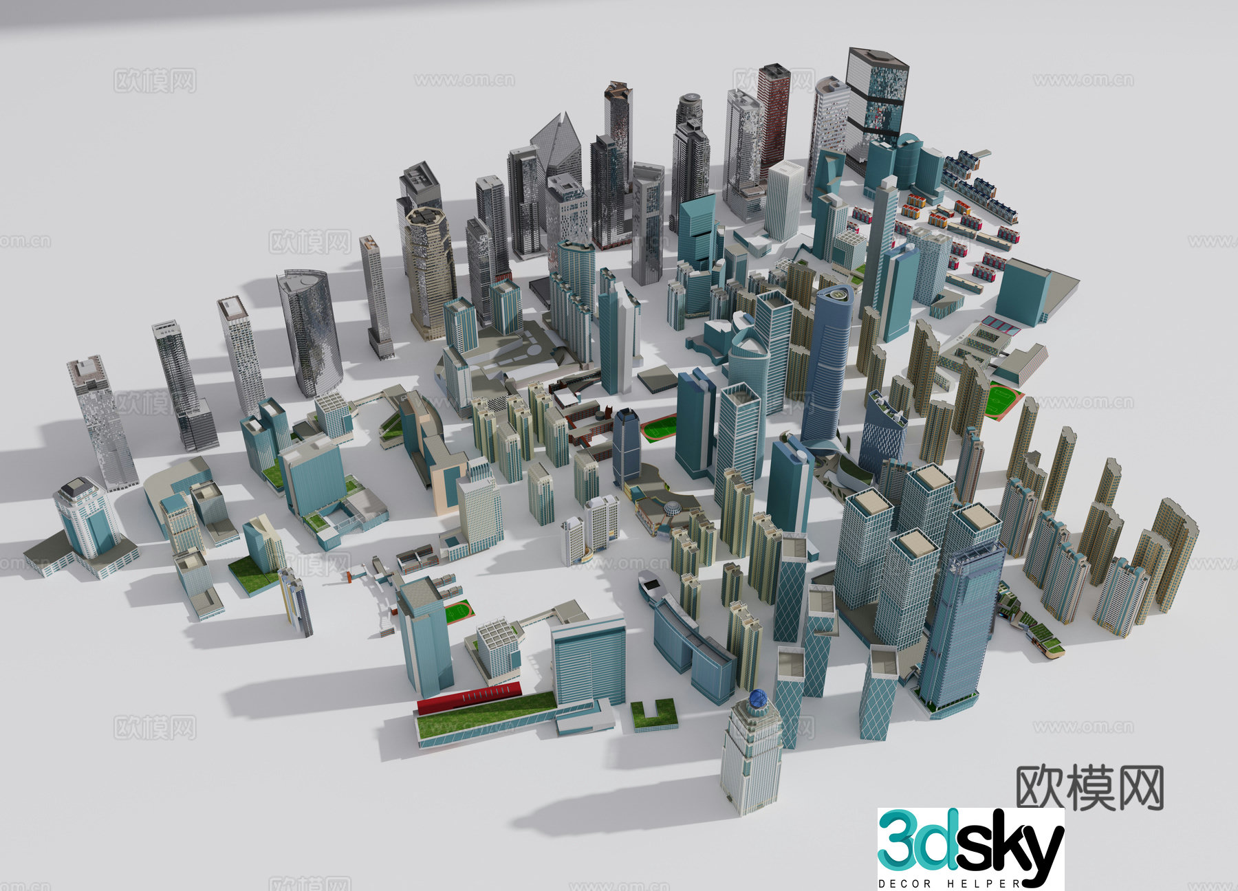 Modern high-rise buildings multi-story residential community buildings bird’s eye view of tall buildings urban building 3D model
