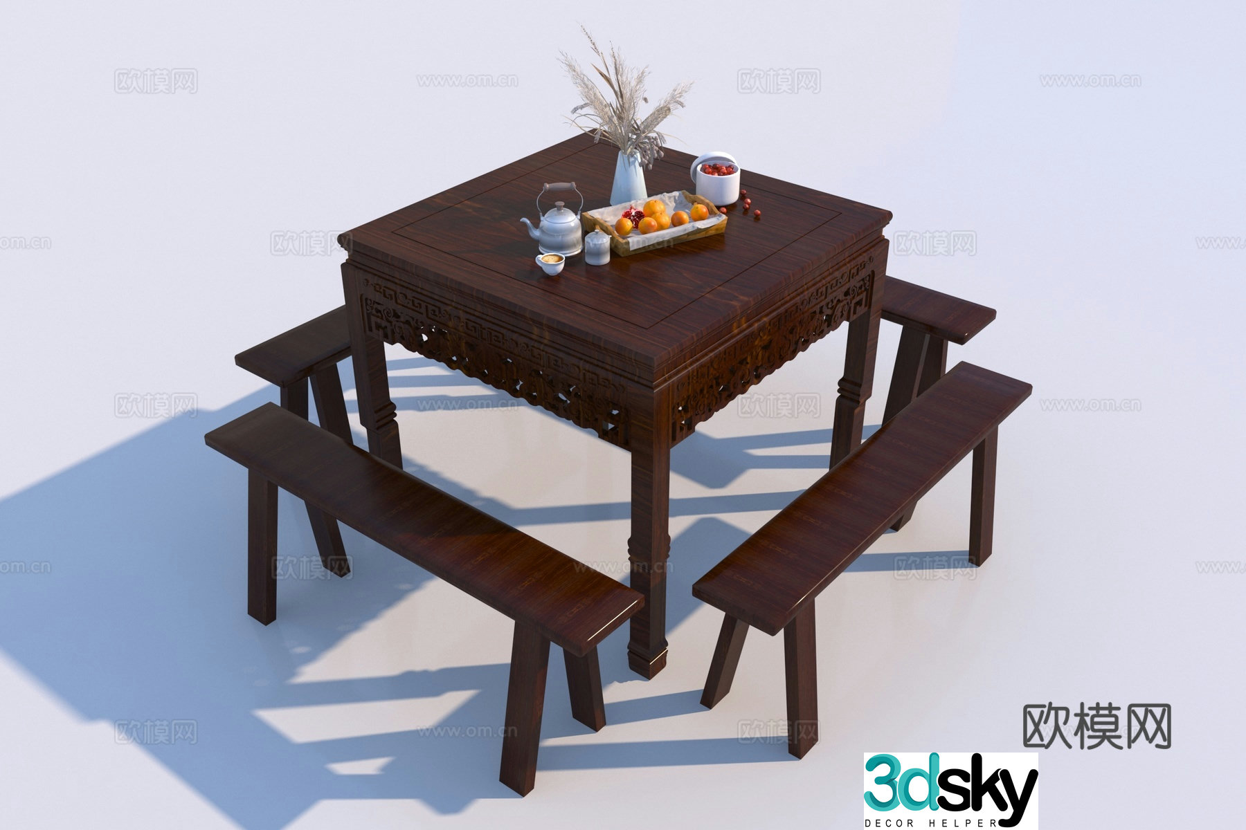 Chinese eight immortal table 3D model