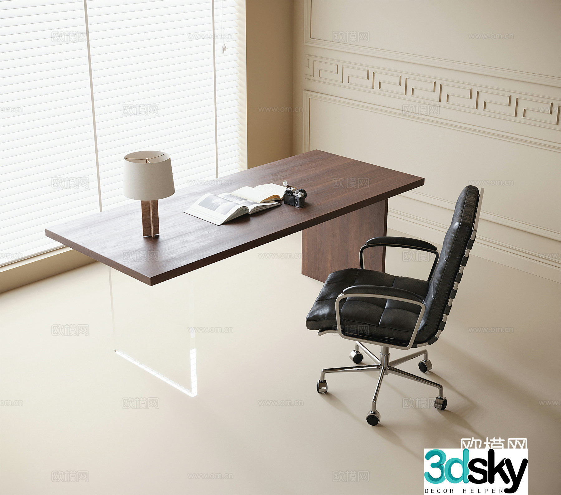 Modern desk and chair Office chair Desk 3d model