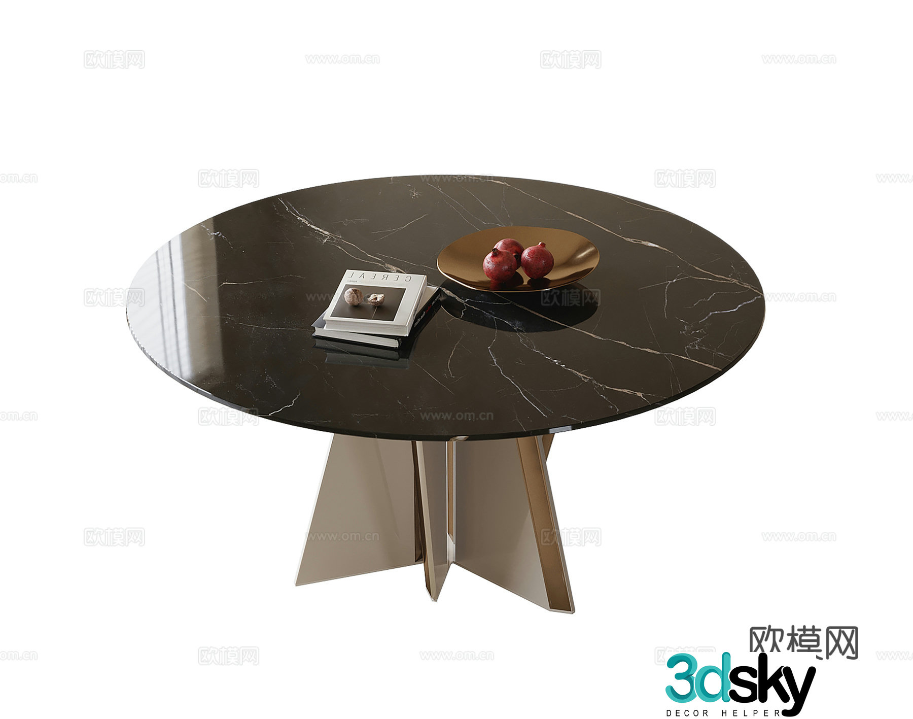 Modern round dining table 3d model