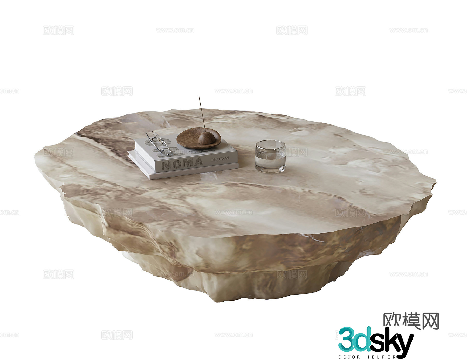 Modern special-shaped coffee table stone coffee table 3D model